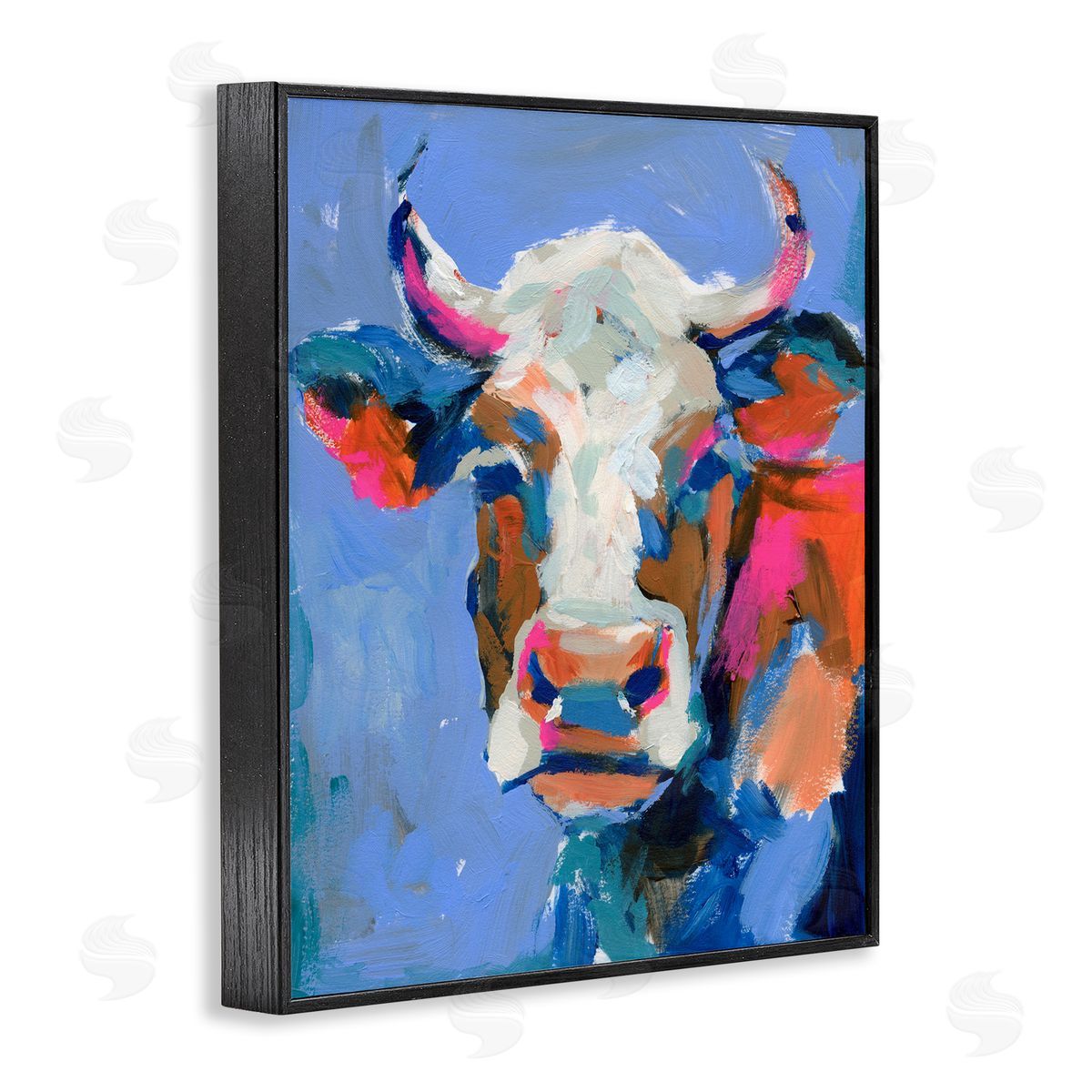 Painterly Cow Portrait Black Frame Print Wall Art, Home Decor by Victoria Barnes