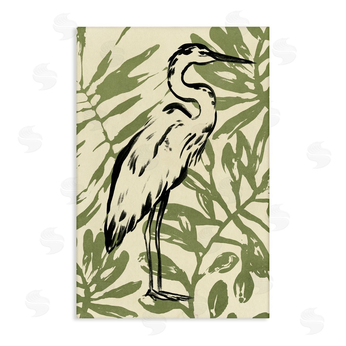 Tropical Leaves and Bird Canvas Wall Art, Home Decor by June Erica Vess