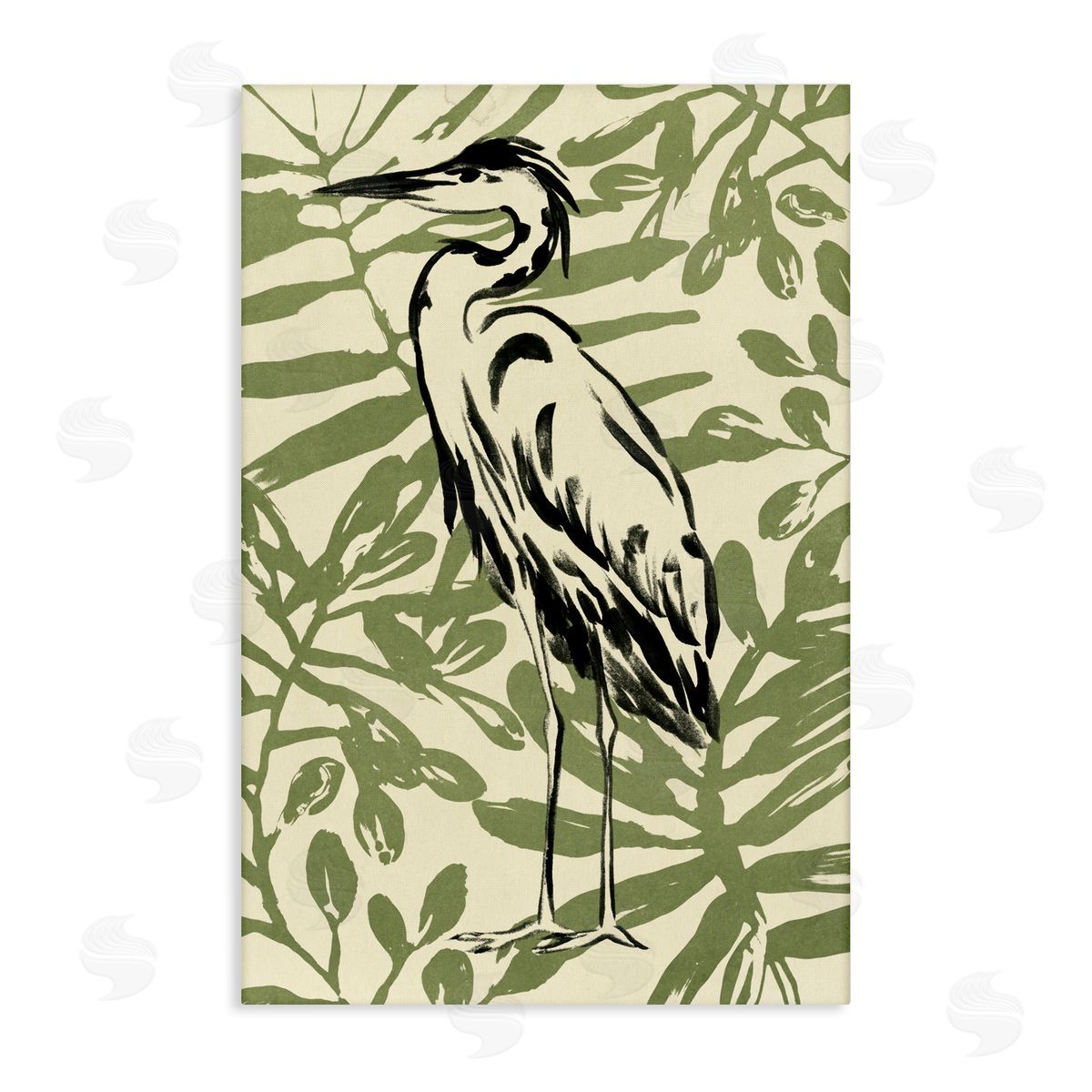 Brushed Heron Portrait Canvas Wall Art, Home Decor by June Erica Vess