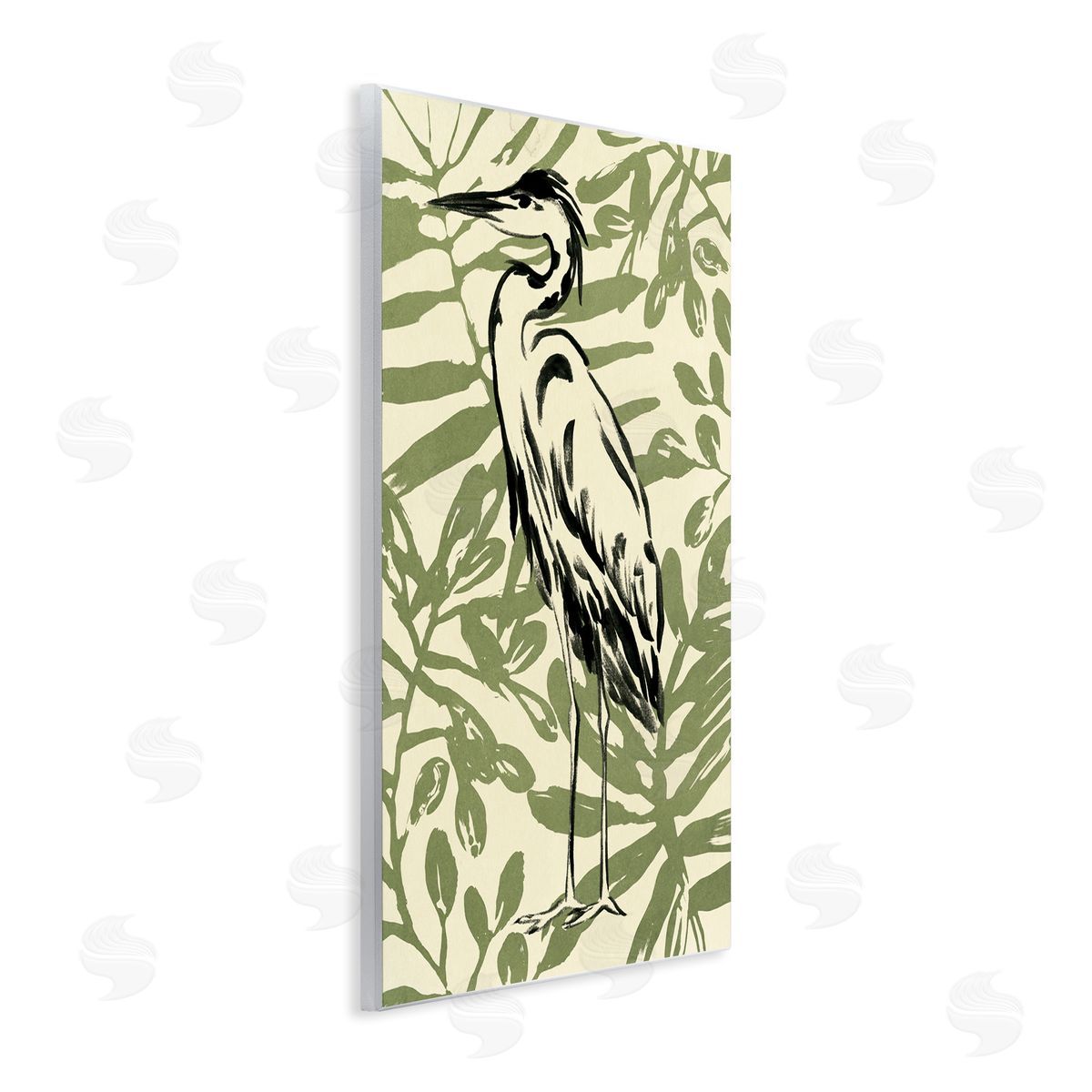 Brushed Heron Portrait Wood Plaque Wall Art, Home Decor by June Erica Vess