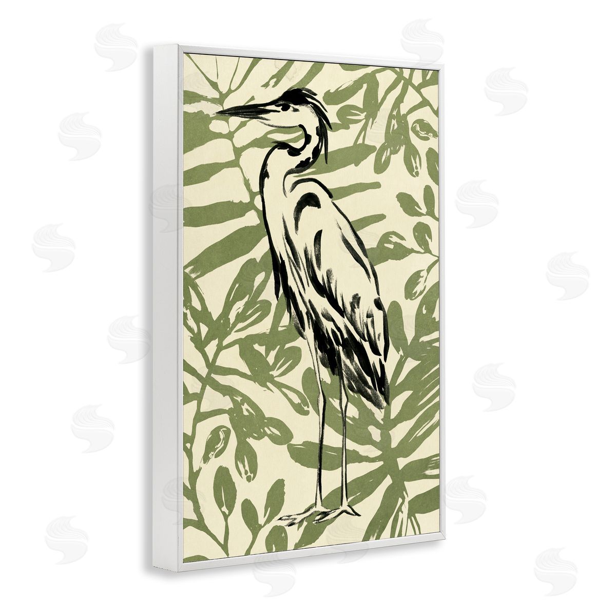 Brushed Heron Portrait White Frame Print Wall Art, Home Decor by June Erica Vess
