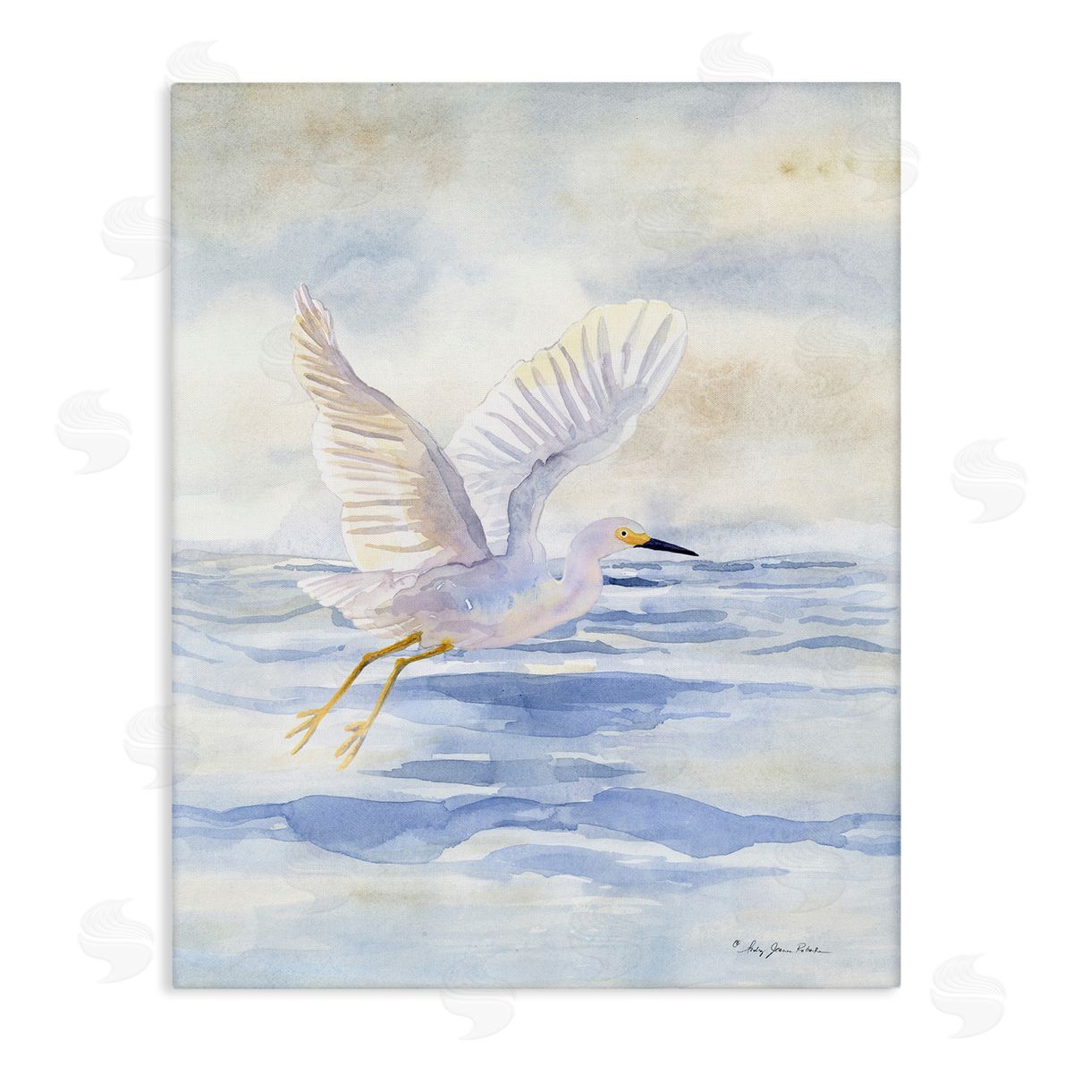 Swan Flying Over Water Canvas Wall Art, Home Decor by Audrey Jeanne Roberts