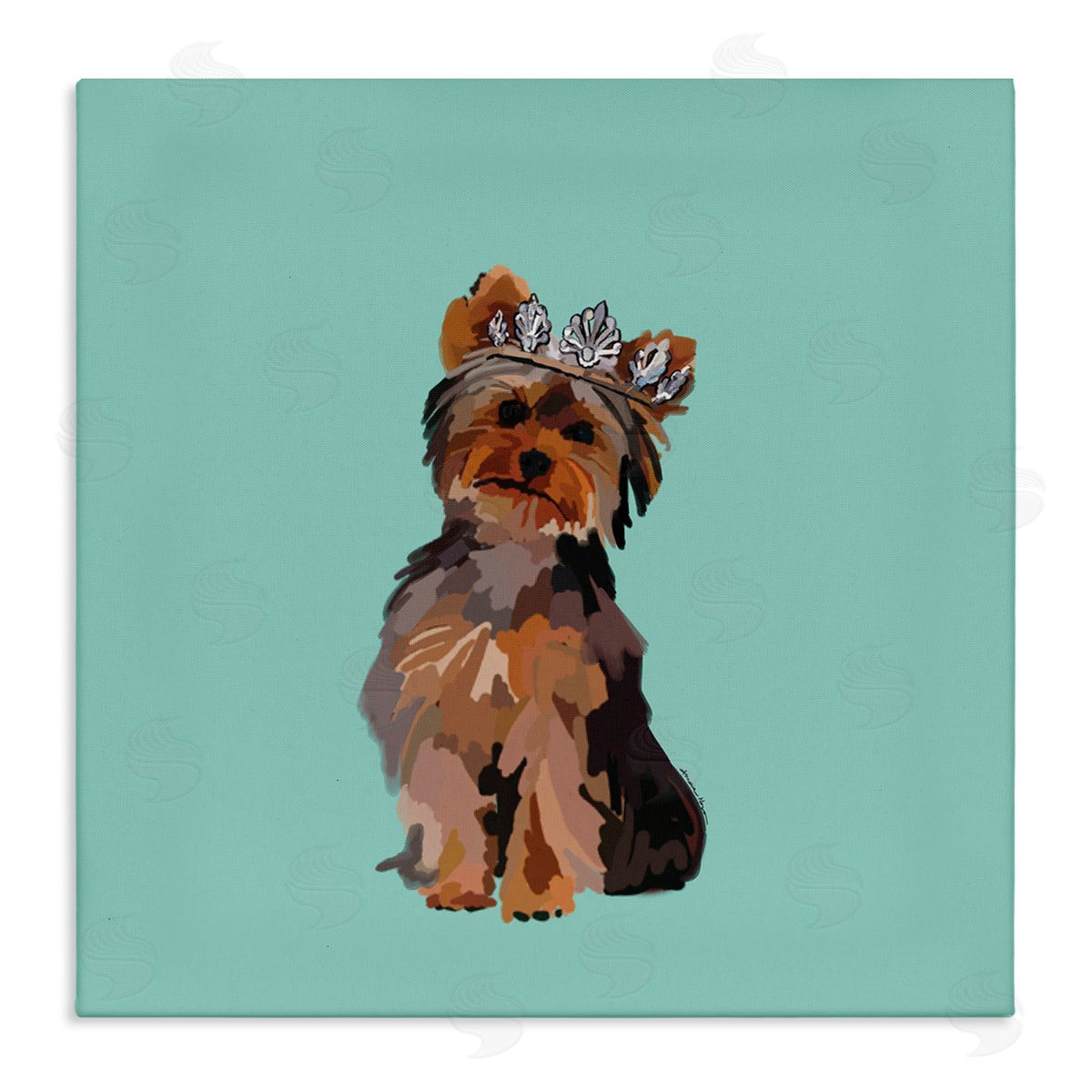 Amelia Noyes Terrier with Crown Canvas Wall Art Print