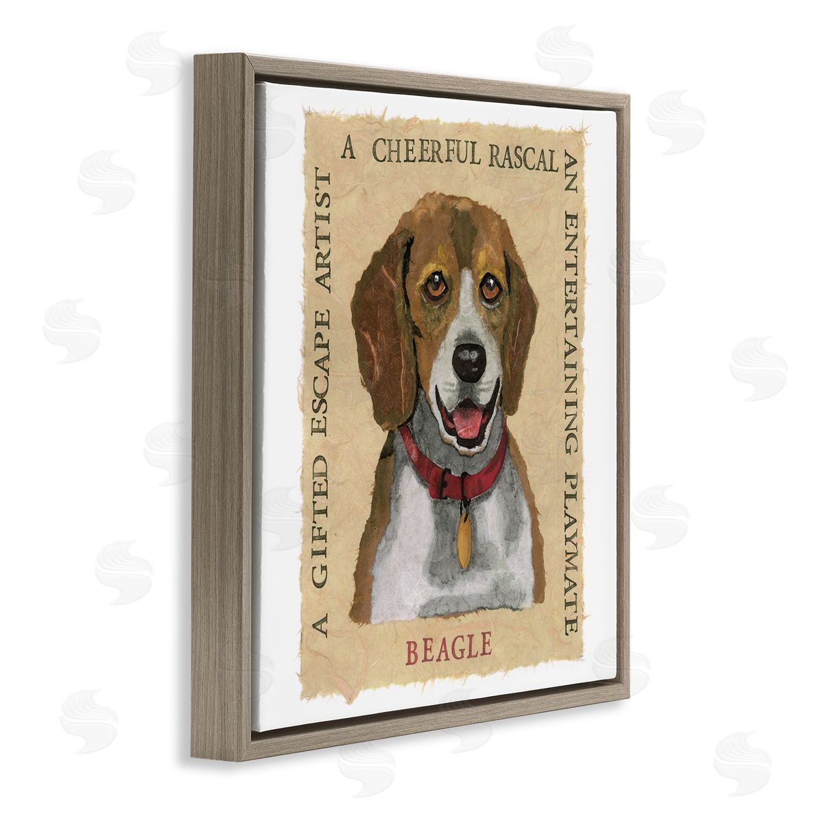 Nancy Overton Fun Beagle Pet Phrases Brown Floating Frame Canvas Wall Art Print