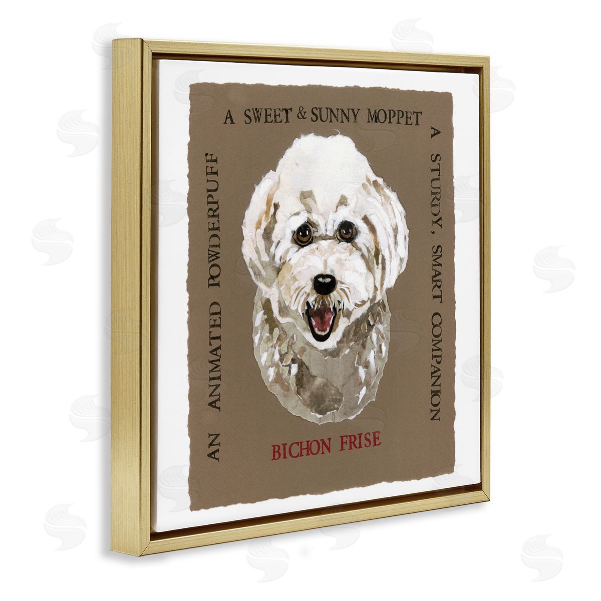 Nancy Overton Fun Bichon Frise Phrases Gold Floating Frame Canvas Wall Art Print