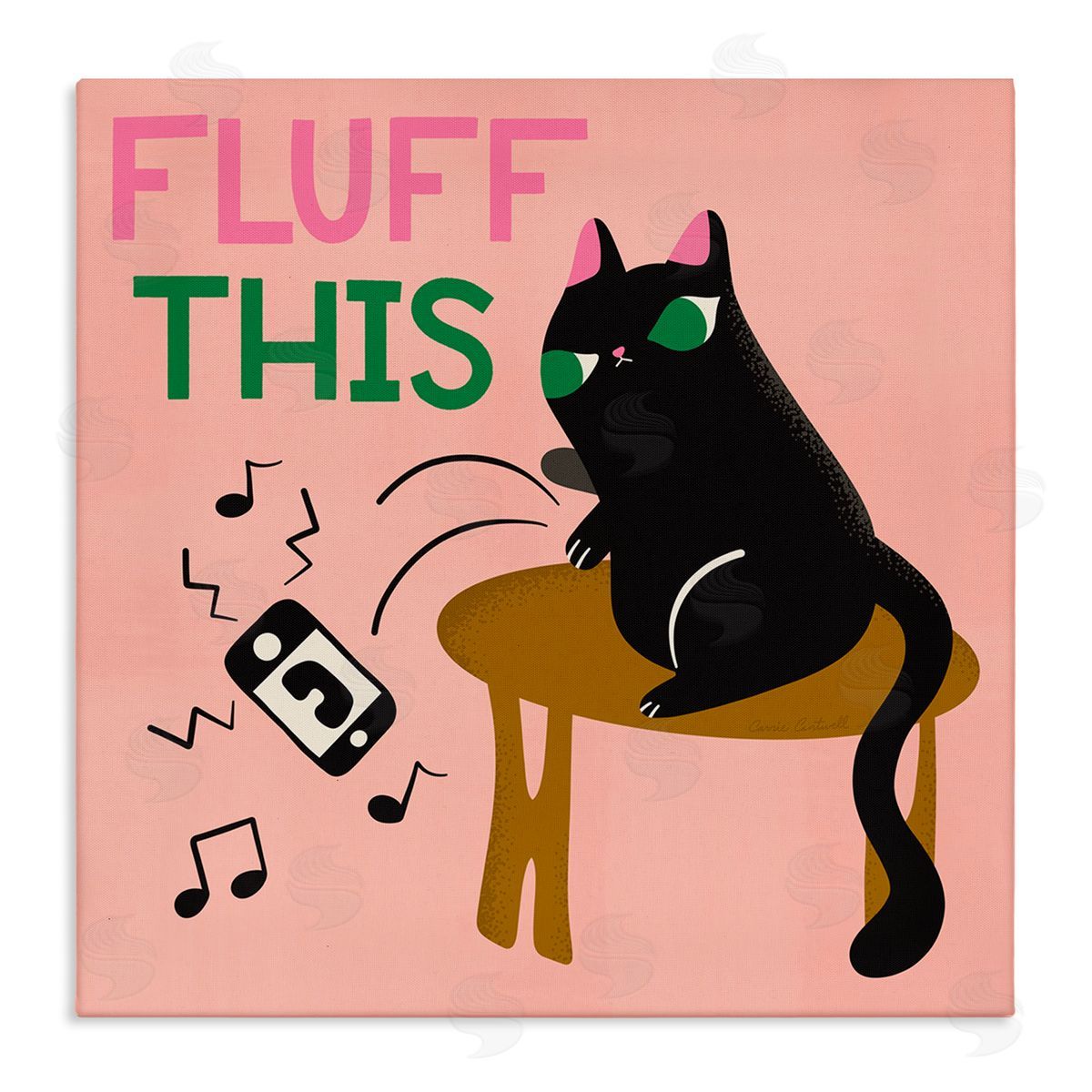 Fluff This Angry Cat Canvas Wall Art, Home Decor by Carrie Cantwell