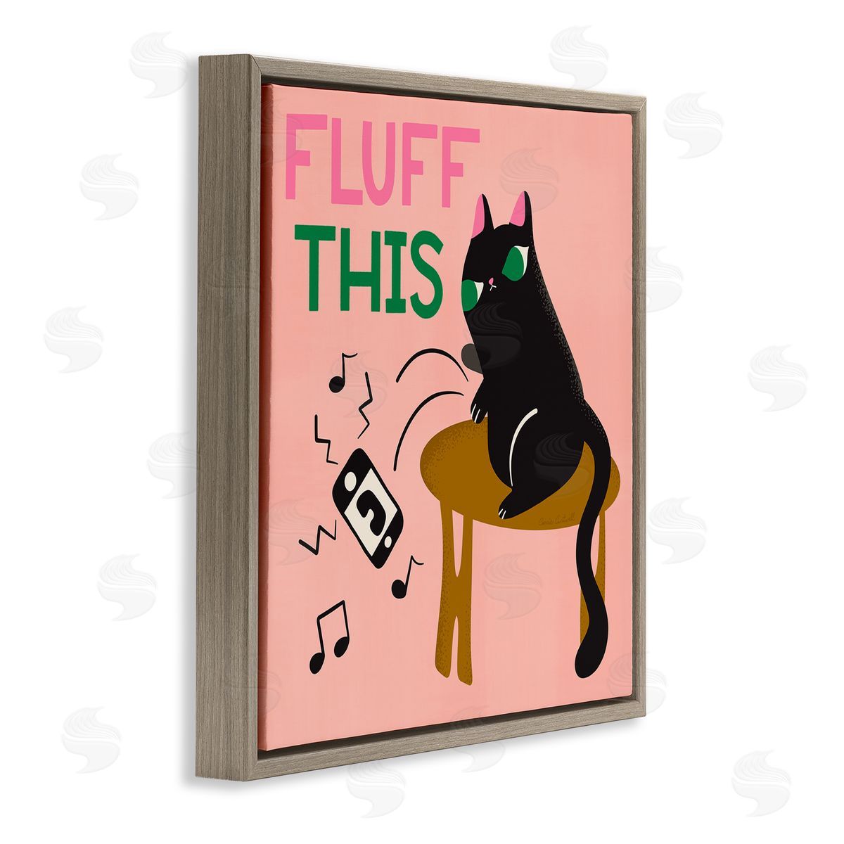 Fluff This Angry Cat Brown Floating Frame Canvas Wall Art, Home Decor by Carrie Cantwell