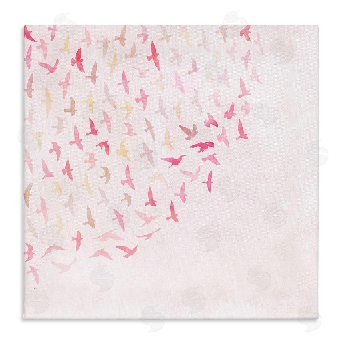 Fluttering Pink Birds Canvas Wall Art, Home Decor by Carrie Cantwell