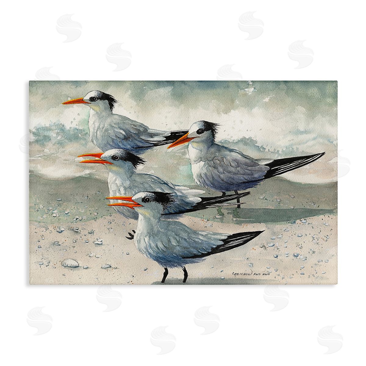 Birds on Sandy Beach Canvas Wall Art, Home Decor by Christine Reichow