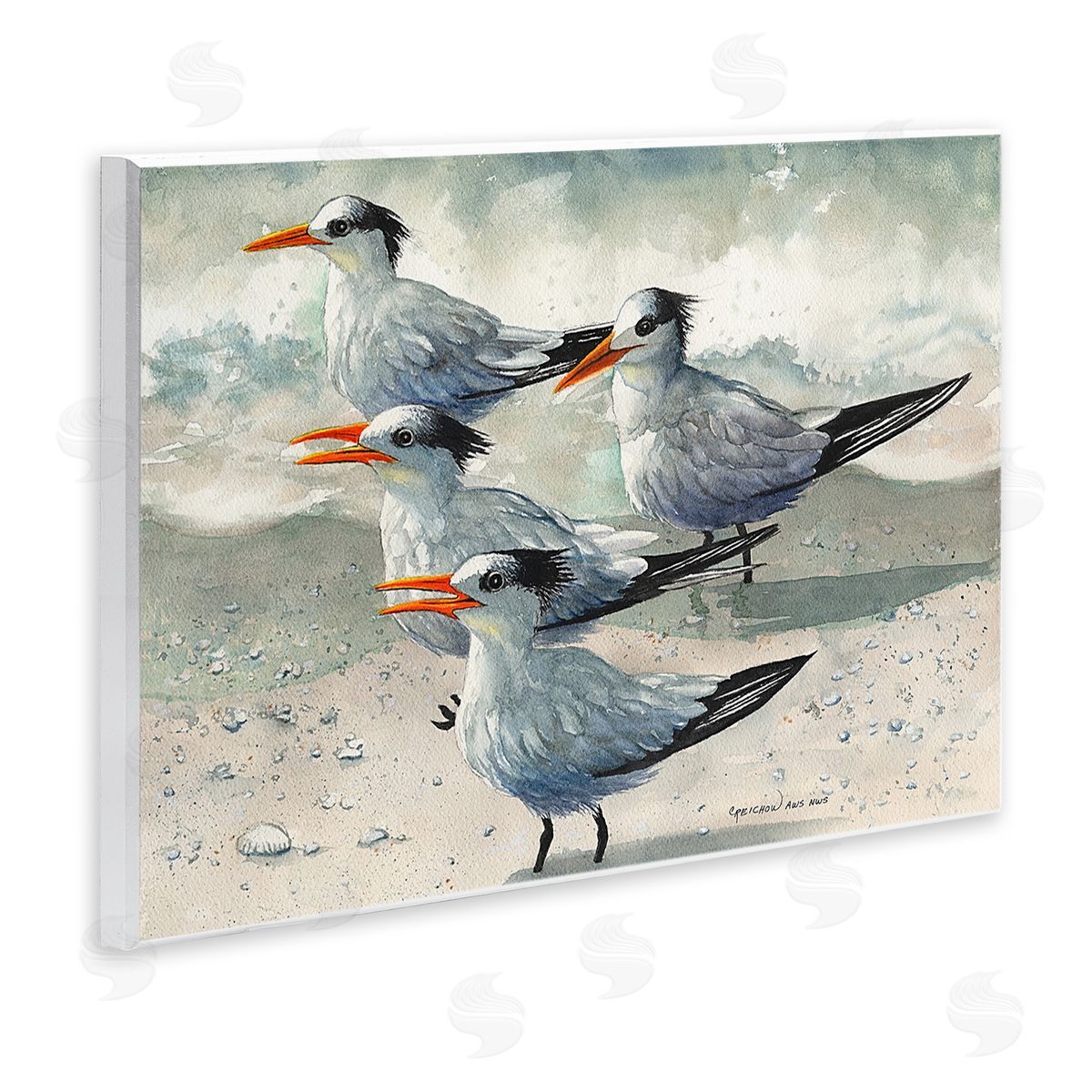 Birds on Sandy Beach Wood Plaque Wall Art, Home Decor by Christine Reichow