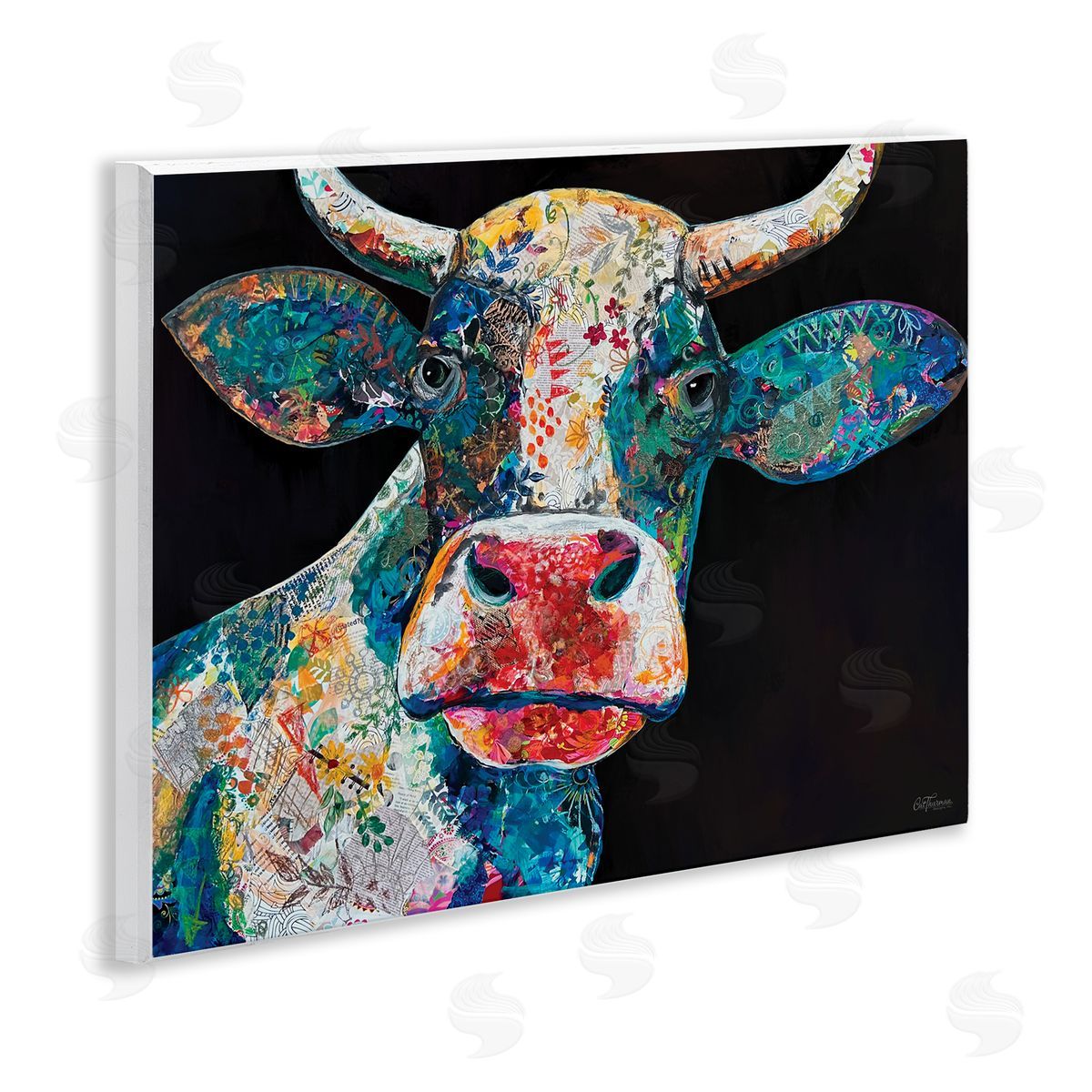 Paisley Pattern Cow Wood Plaque Wall Art, Home Decor by Cat Thurman Designs