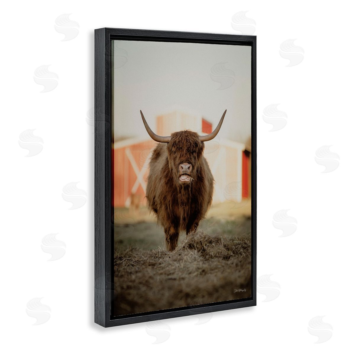 Cattle on Farm Field Black Floating Frame Canvas Wall Art, Home Decor by Dakota Diener