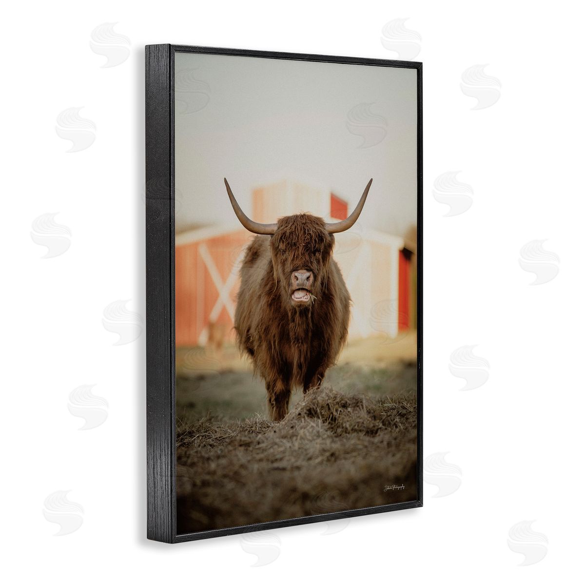 Cattle on Farm Field Black Frame Print Wall Art, Home Decor by Dakota Diener