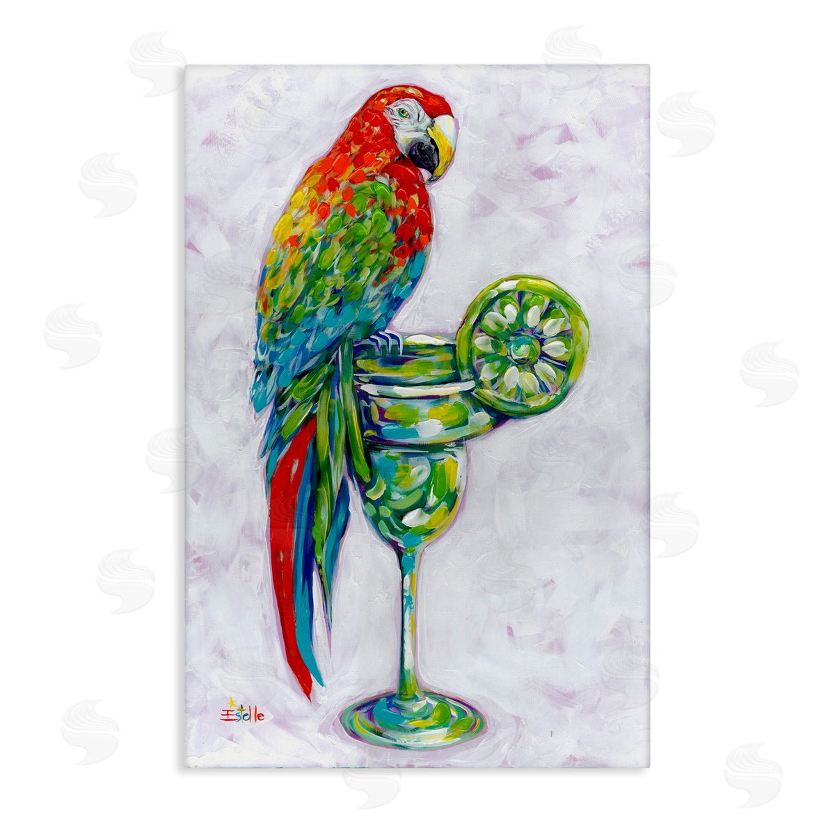 Margarita Parrot Perched Canvas Wall Art, Home Decor by Estelle Grengs