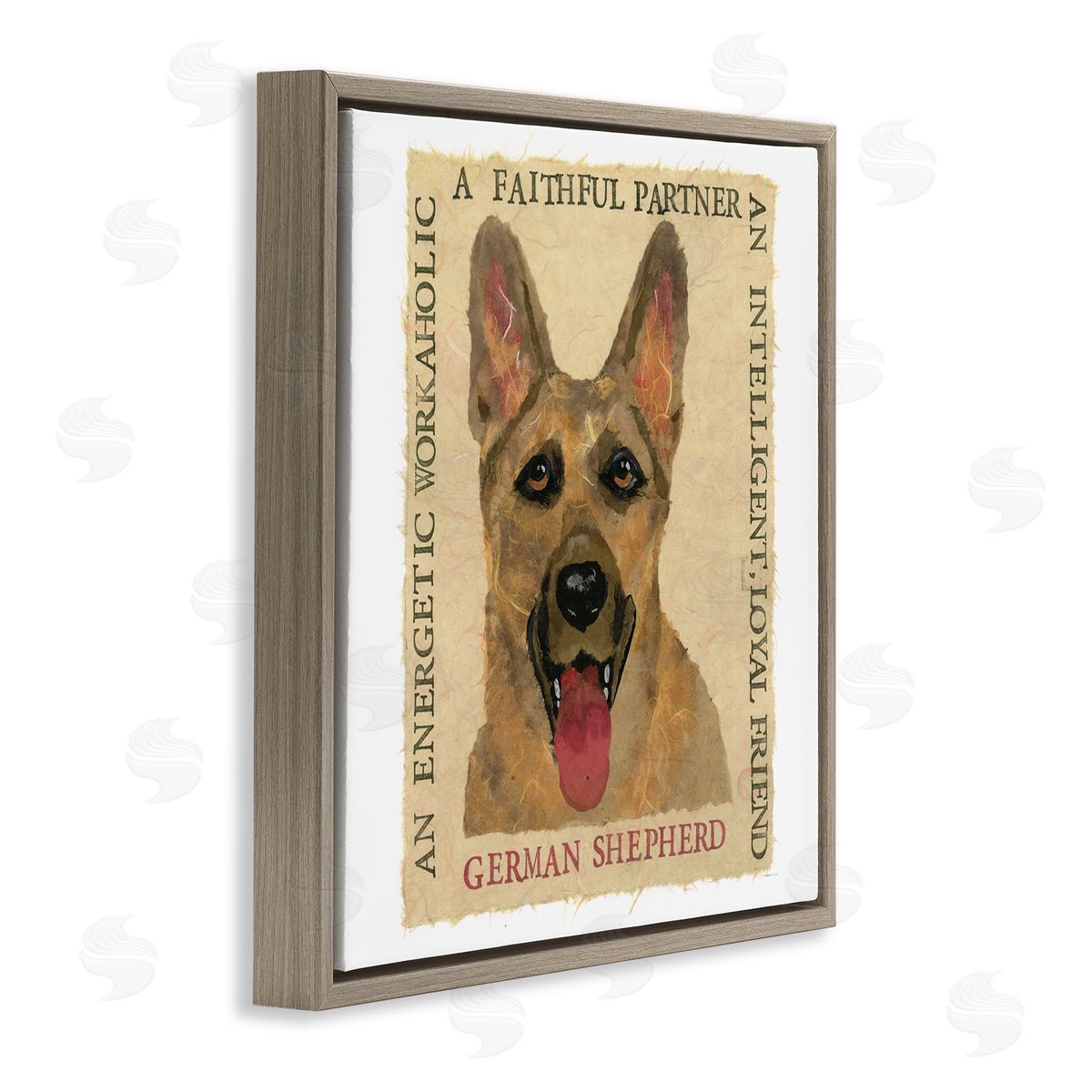 Nancy Overton Fun German Shepherd Phrases Brown Floating Frame Canvas Wall Art Print