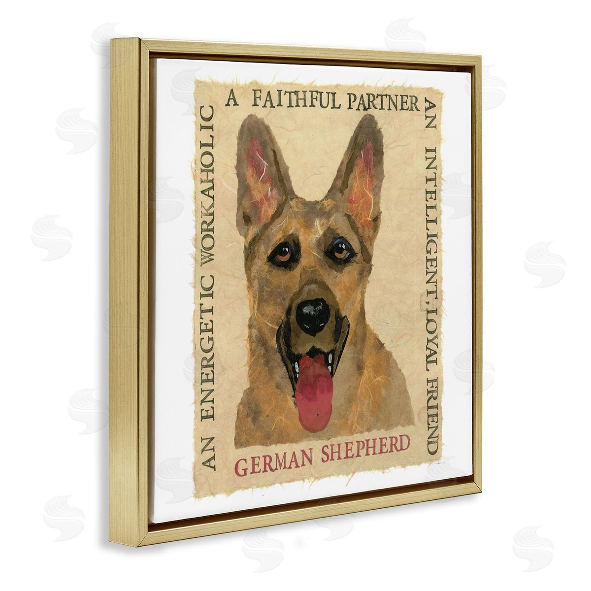 Nancy Overton Fun German Shepherd Phrases Gold Floating Frame Canvas Wall Art Print