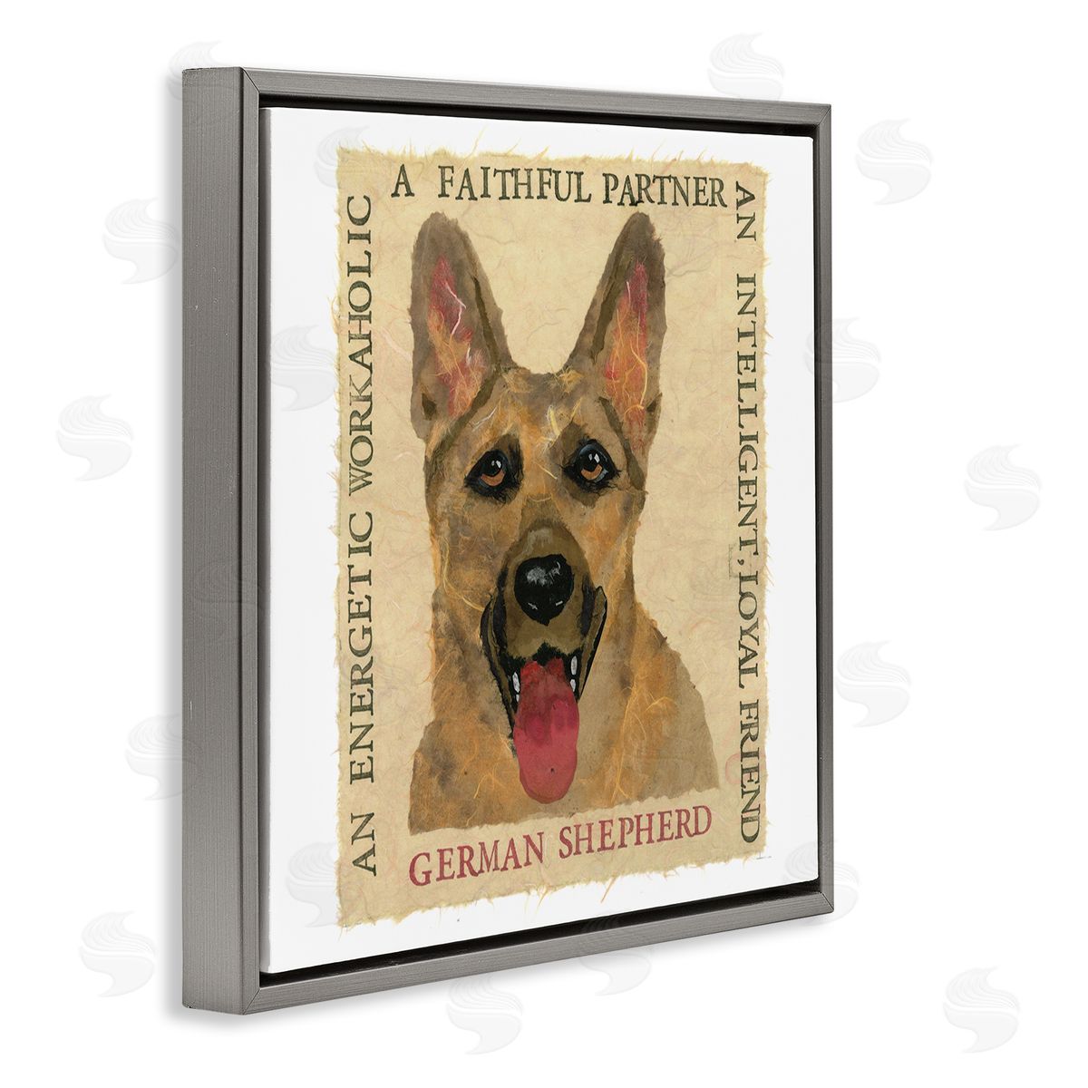 Nancy Overton Fun German Shepherd Phrases Gray Floating Frame Canvas Wall Art Print