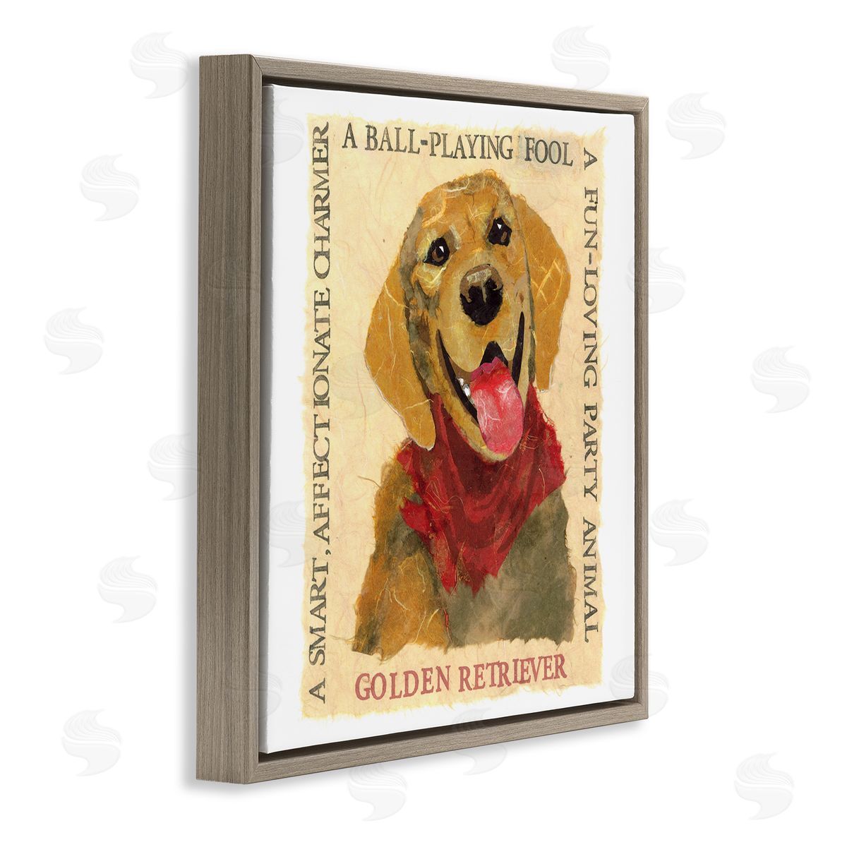 Nancy Overton Fun Golden Retriever Phrases Brown Floating Frame Canvas Wall Art Print