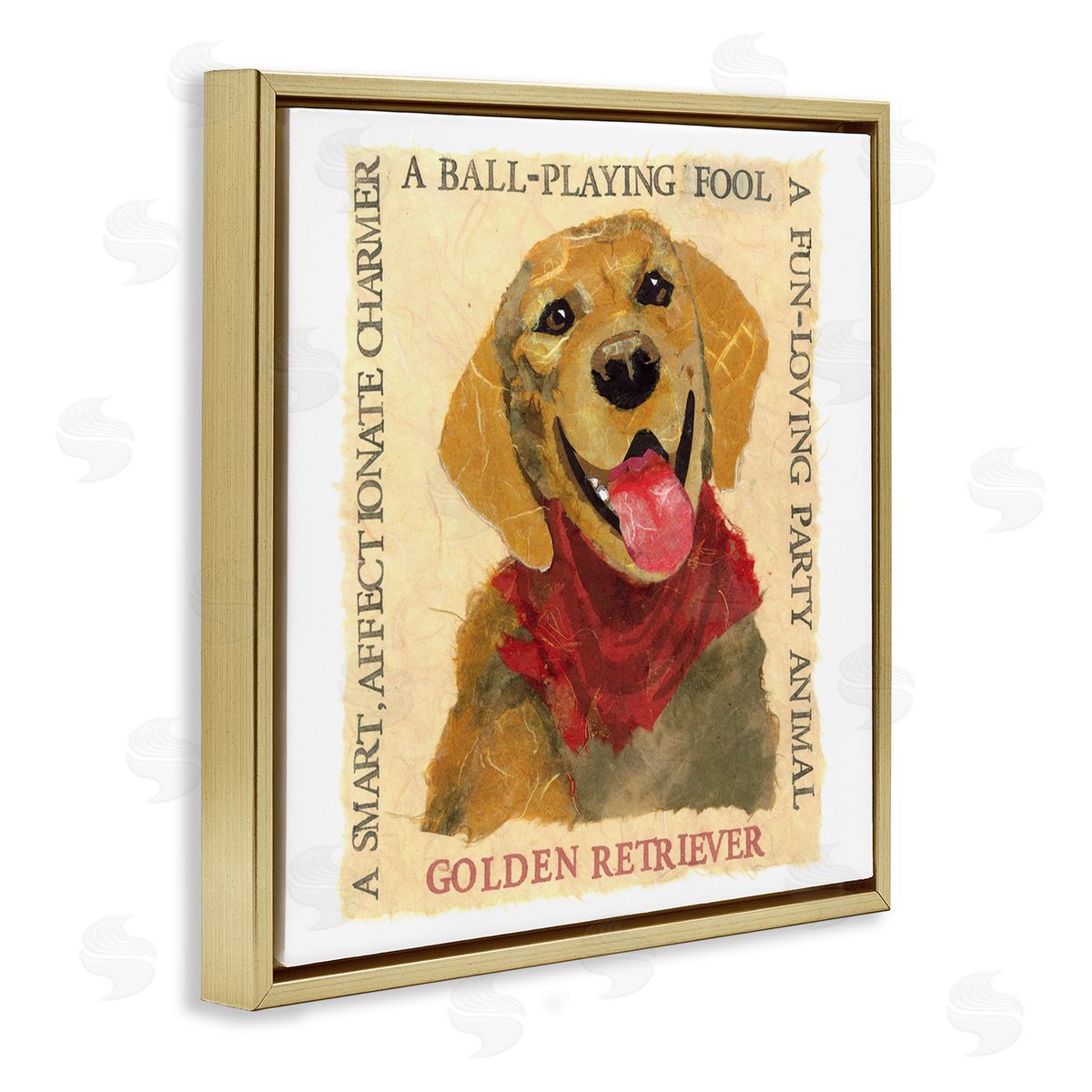 Nancy Overton Fun Golden Retriever Phrases Gold Floating Frame Canvas Wall Art Print