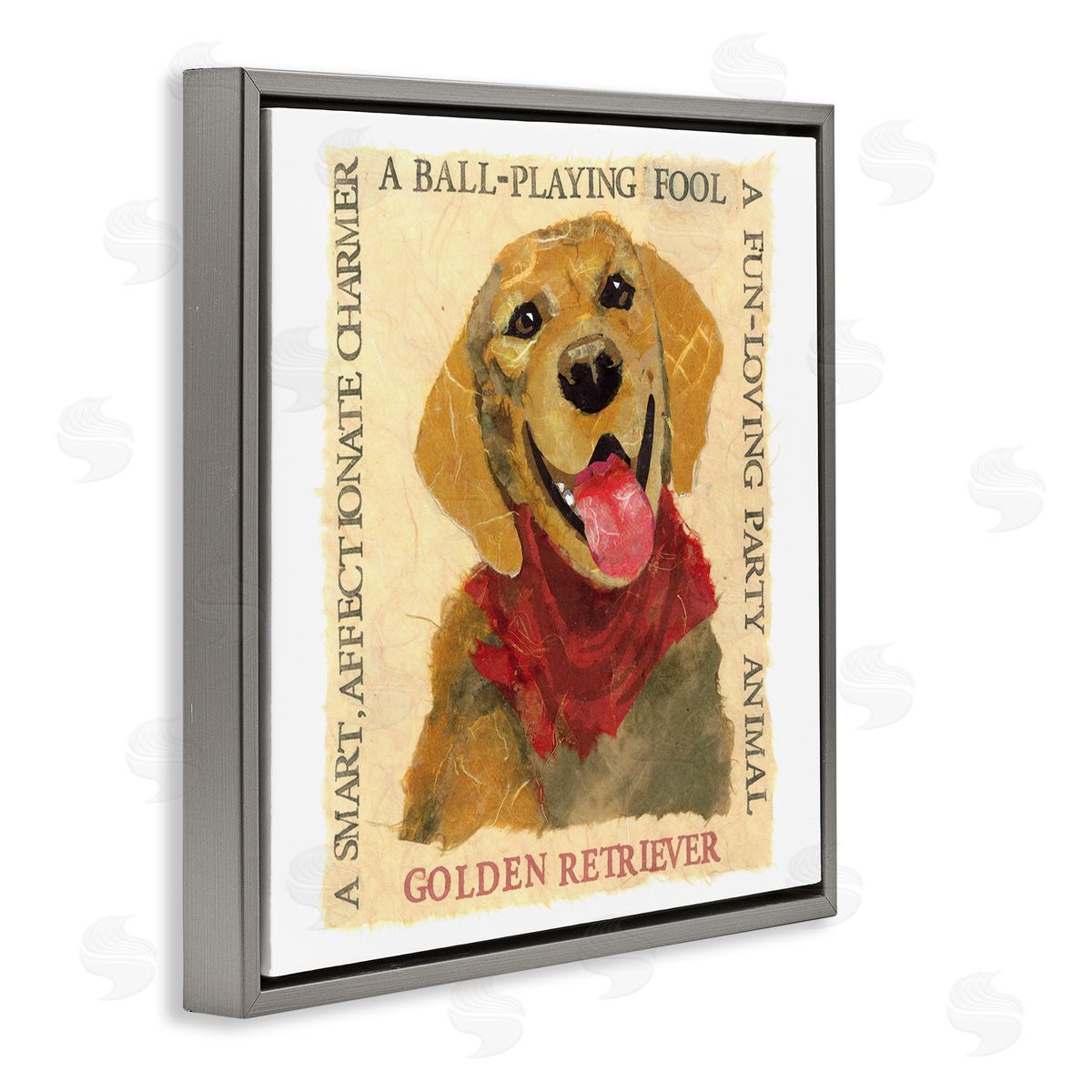 Nancy Overton Fun Golden Retriever Phrases Gray Floating Frame Canvas Wall Art Print