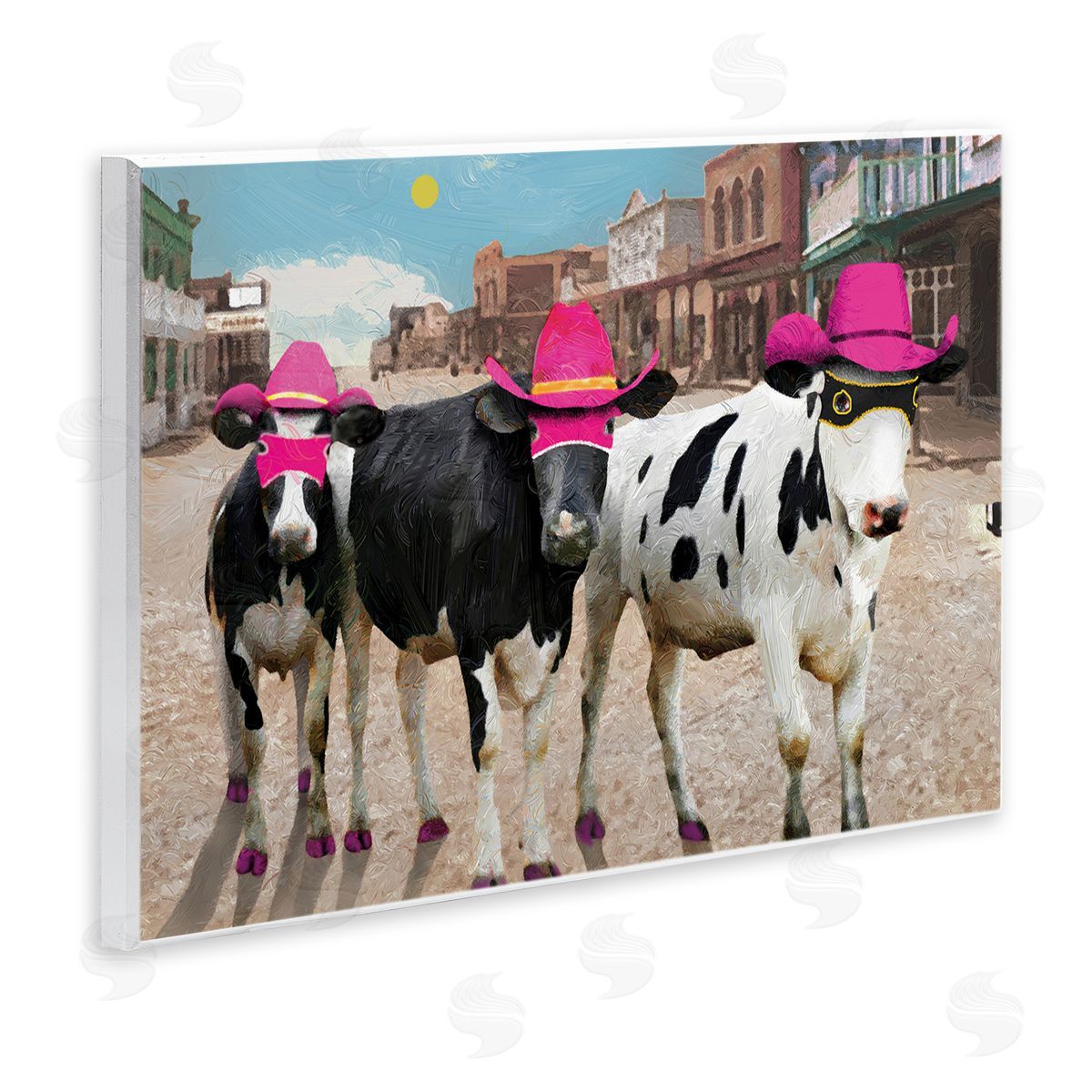 Superhero Cows in Town Wood Plaque Wall Art, Home Decor by Porter Hastings