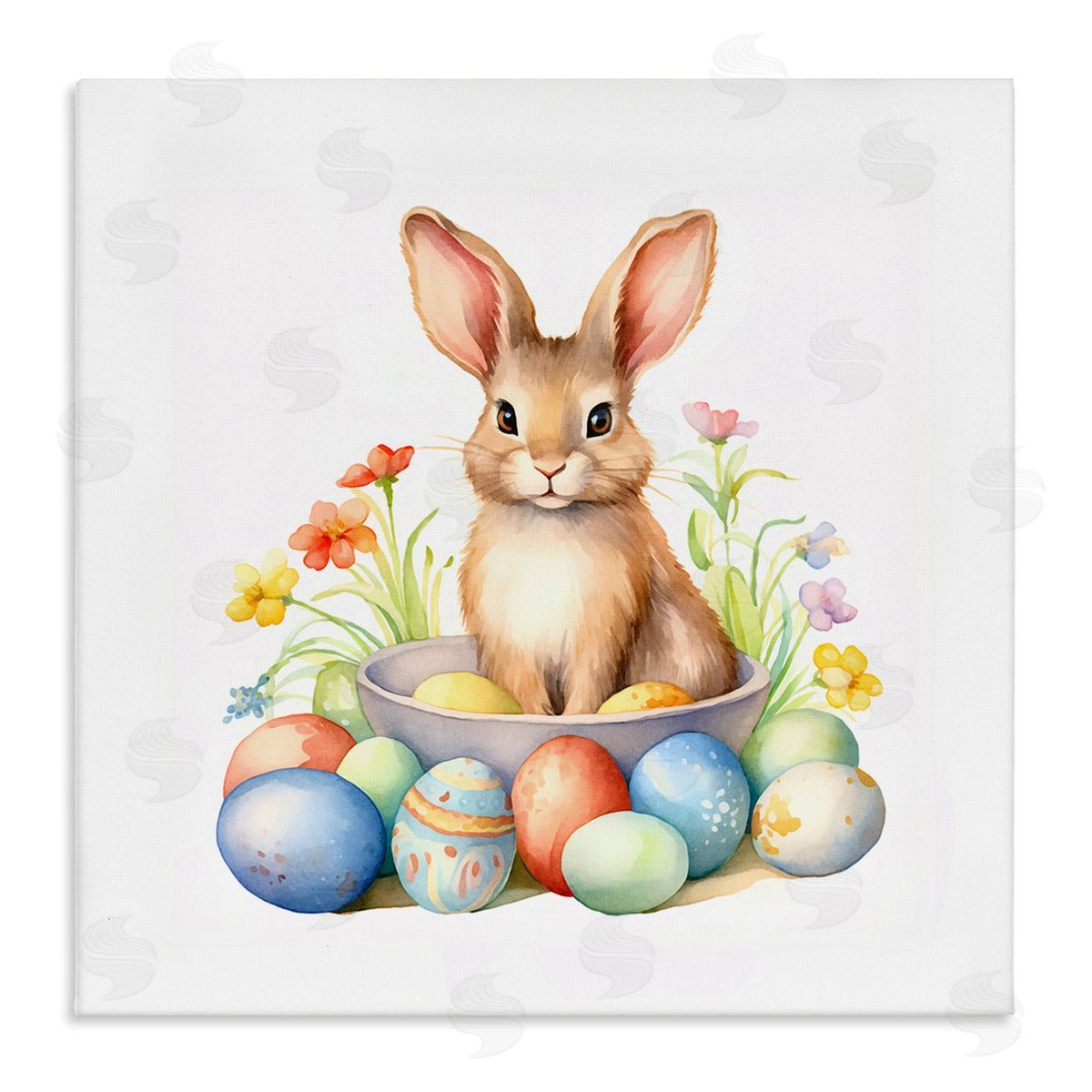 Easter Bunny and Eggs Canvas Wall Art, Home Decor by Andrea Haase