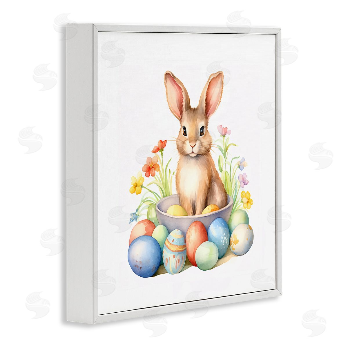 Easter Bunny and Eggs White Frame Print Wall Art, Home Decor by Andrea Haase