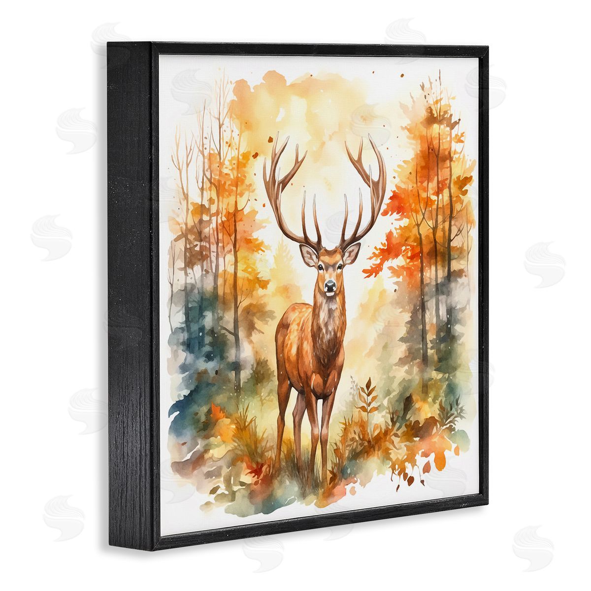 Autumn Forest Stag Black Frame Print Wall Art, Home Decor by Andrea Haase