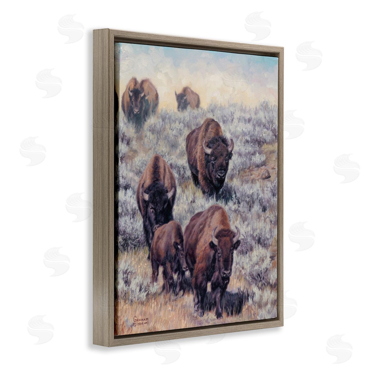 In Search Of New Grass Brown Floating Frame Canvas Wall Art, Home Decor by David Graham