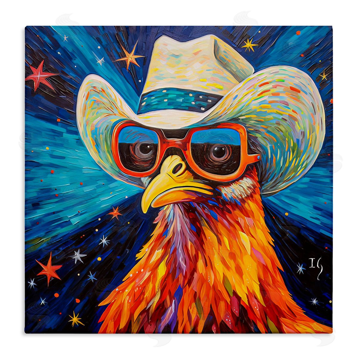 stupell industries Ivan Guaderrama | Cowboy Chicken with Stars Wall Art