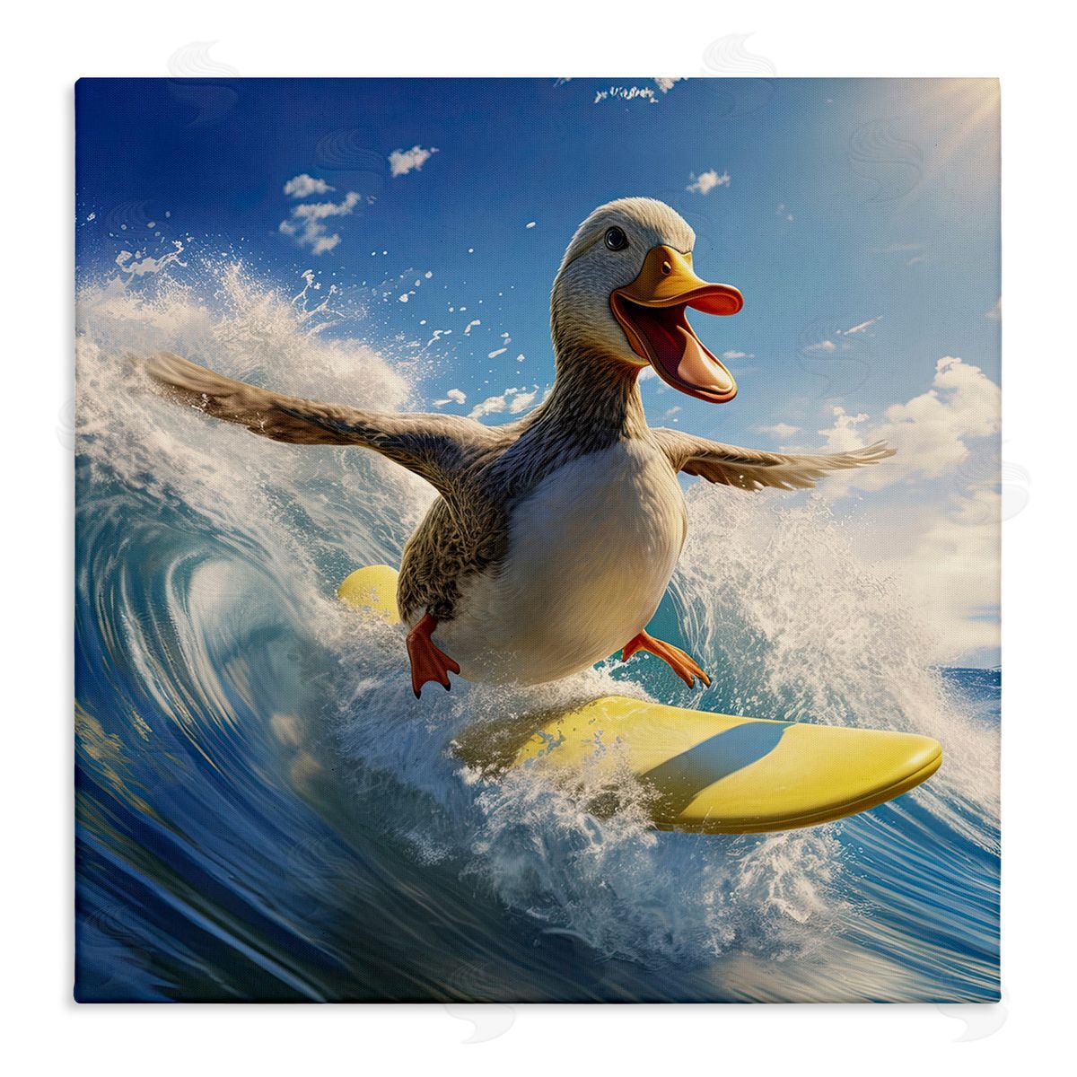 Happy Surfing Duck Canvas Wall Art, Home Decor by Jim Baldwin