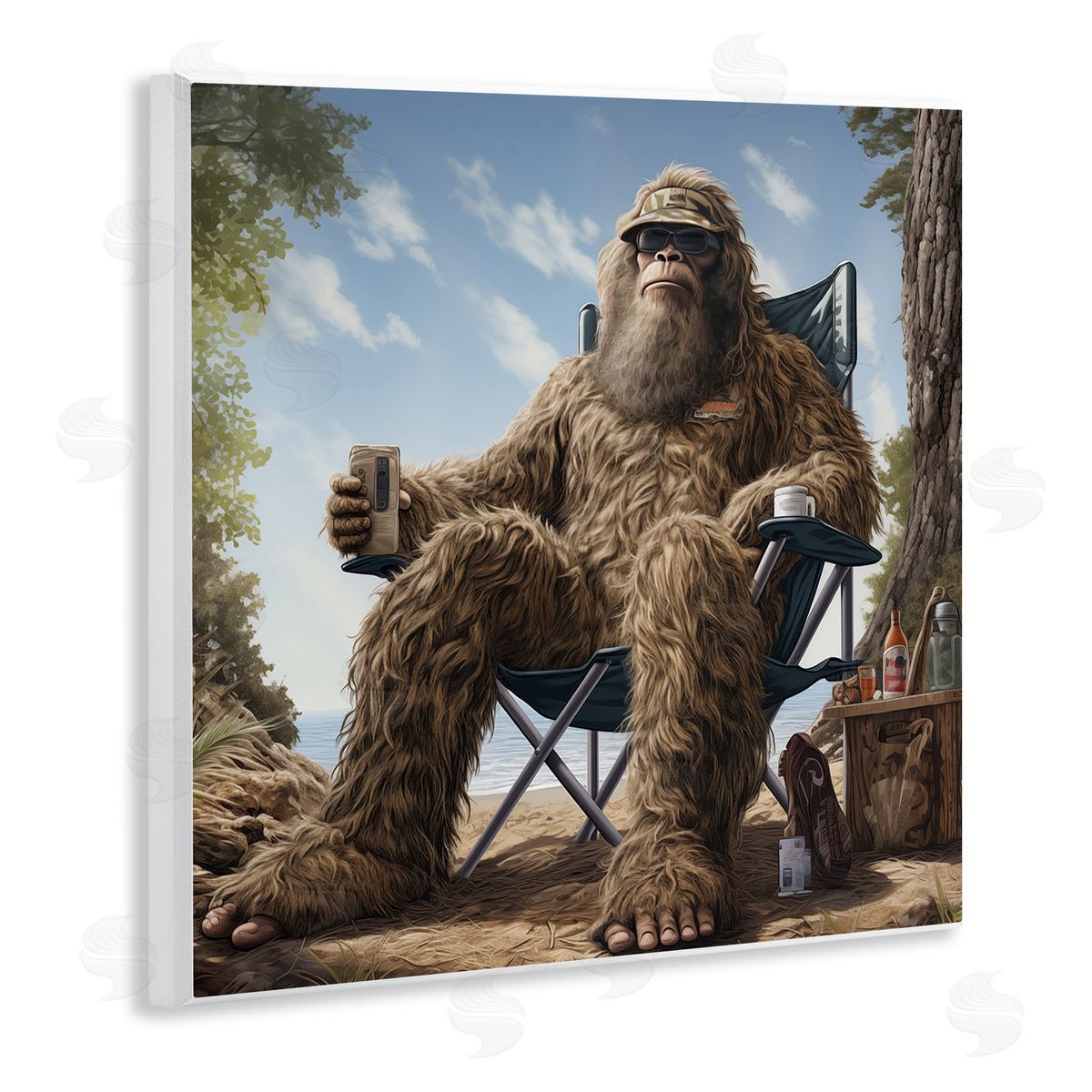 Mythical Monster on Beach Wood Plaque Wall Art, Home Decor by Jim Baldwin