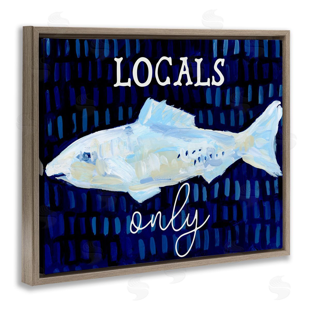 Locals Only with Fish Brown Floating Frame Canvas Wall Art, Home Decor by Jetty Home, LLC