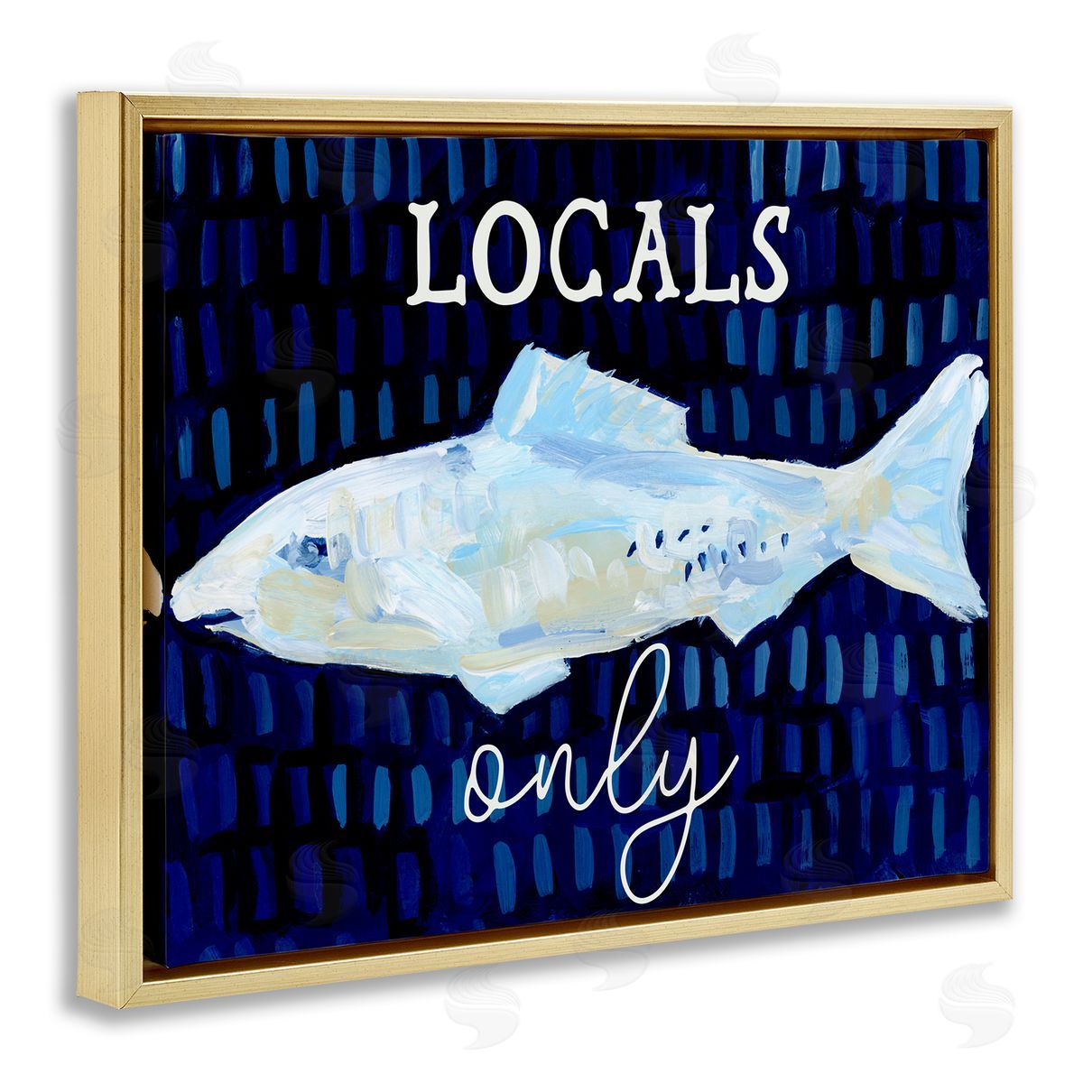 Locals Only with Fish Gold Floating Frame Canvas Wall Art, Home Decor by Jetty Home, LLC