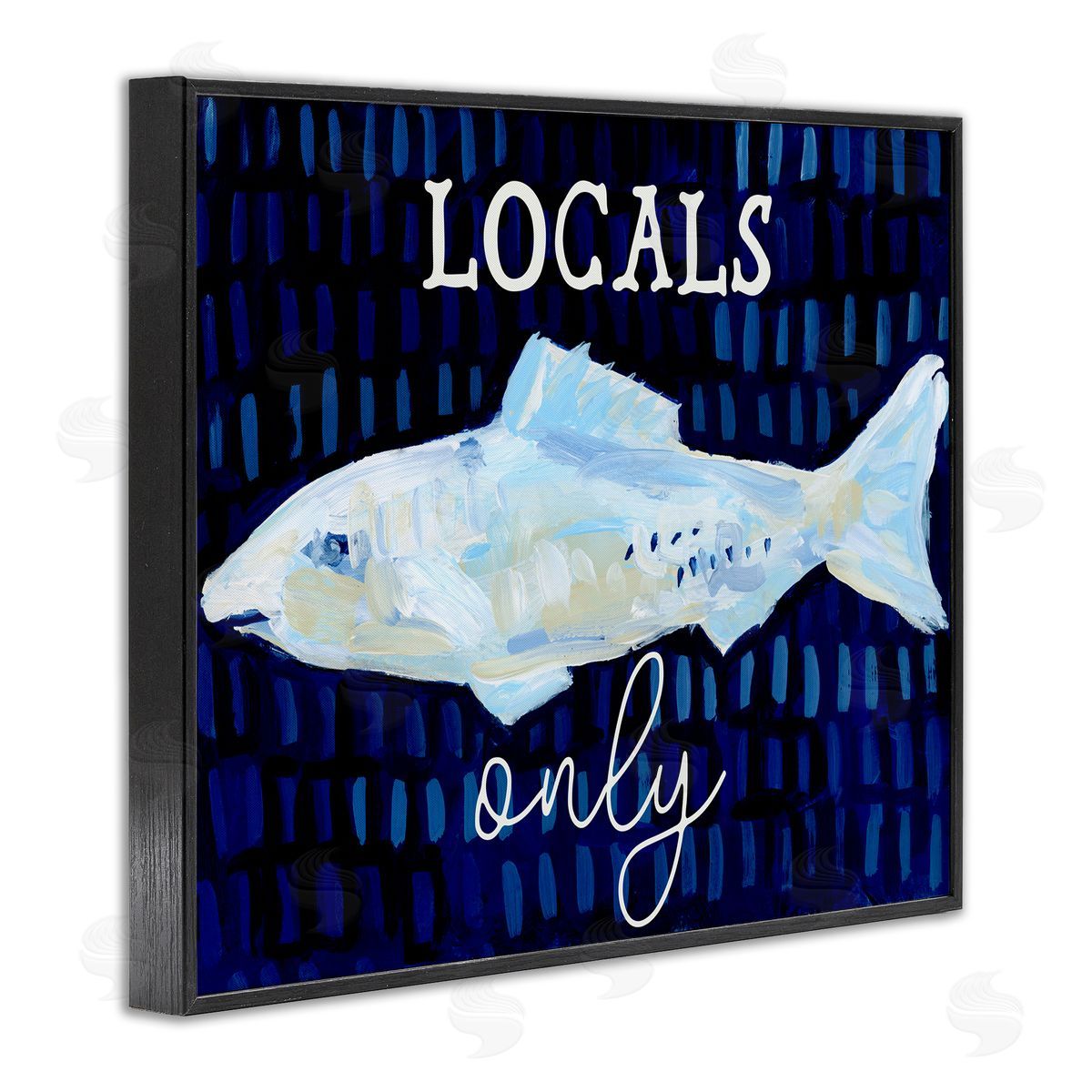 Locals Only with Fish Black Frame Print Wall Art, Home Decor by Jetty Home, LLC