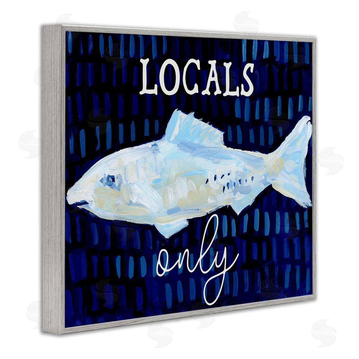 Locals Only with Fish Grey Frame Print Wall Art, Home Decor by Jetty Home, LLC