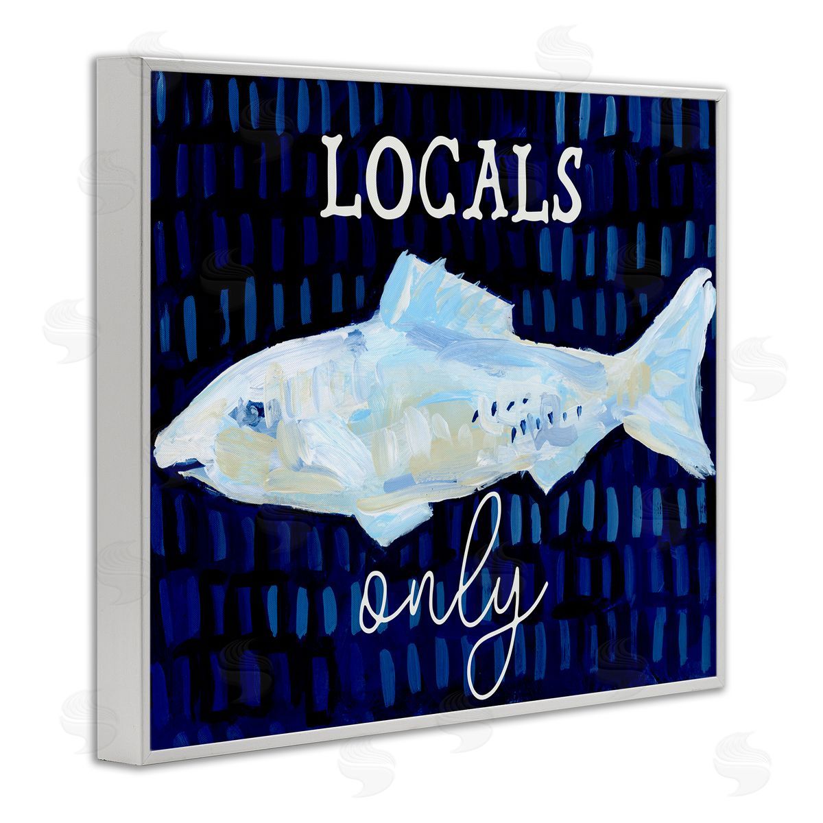 Locals Only with Fish White Frame Print Wall Art, Home Decor by Jetty Home, LLC