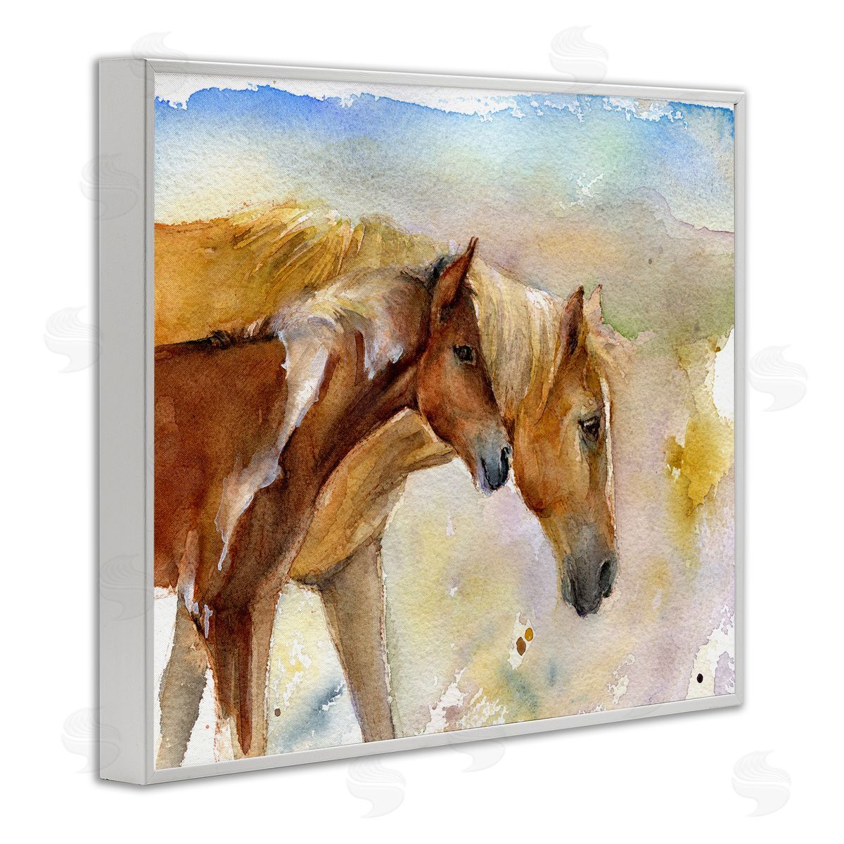 Wild Horses Watercolor White Frame Print Wall Art, Home Decor by John Keeling