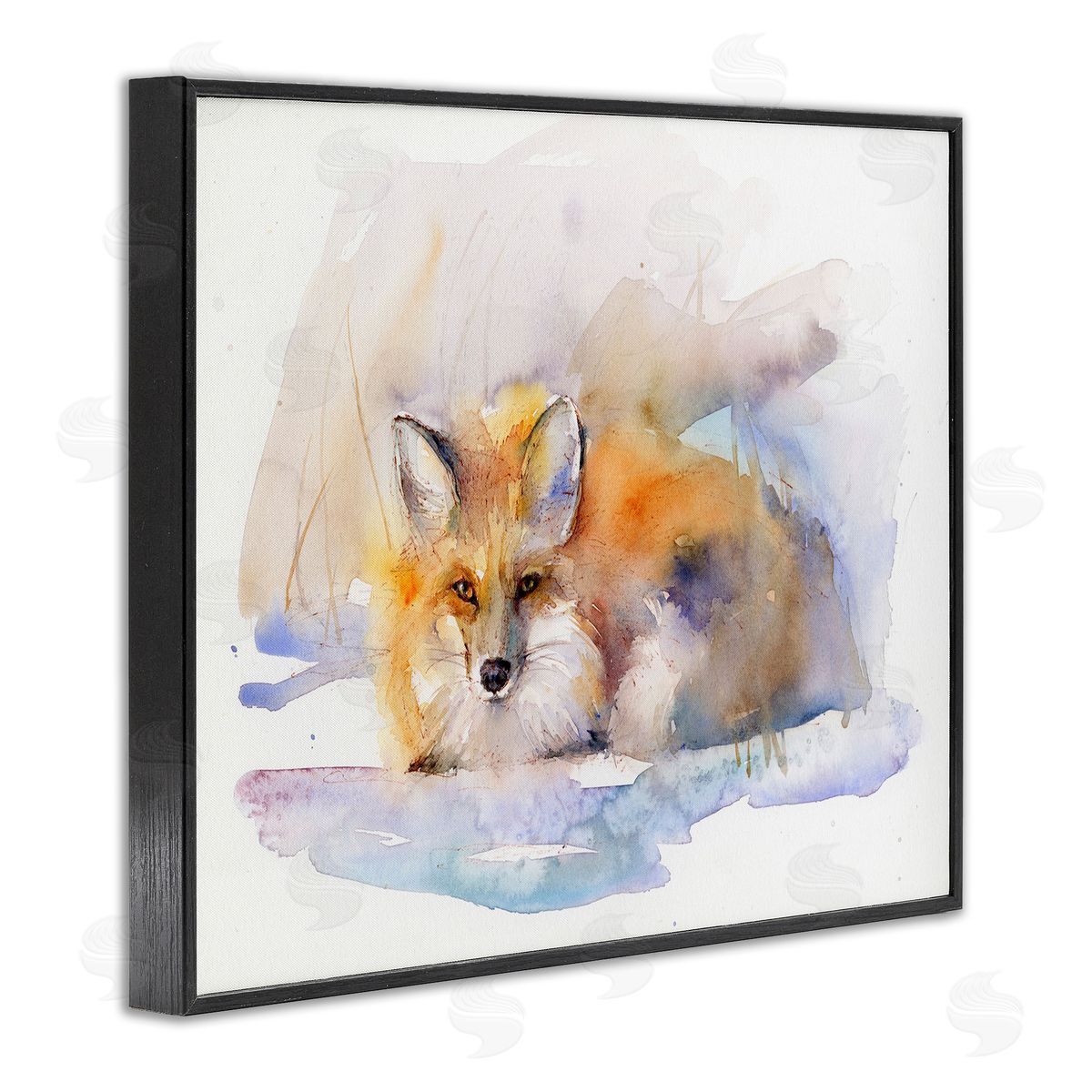 Fox Sleeping in Snow Black Frame Print Wall Art, Home Decor by John Keeling