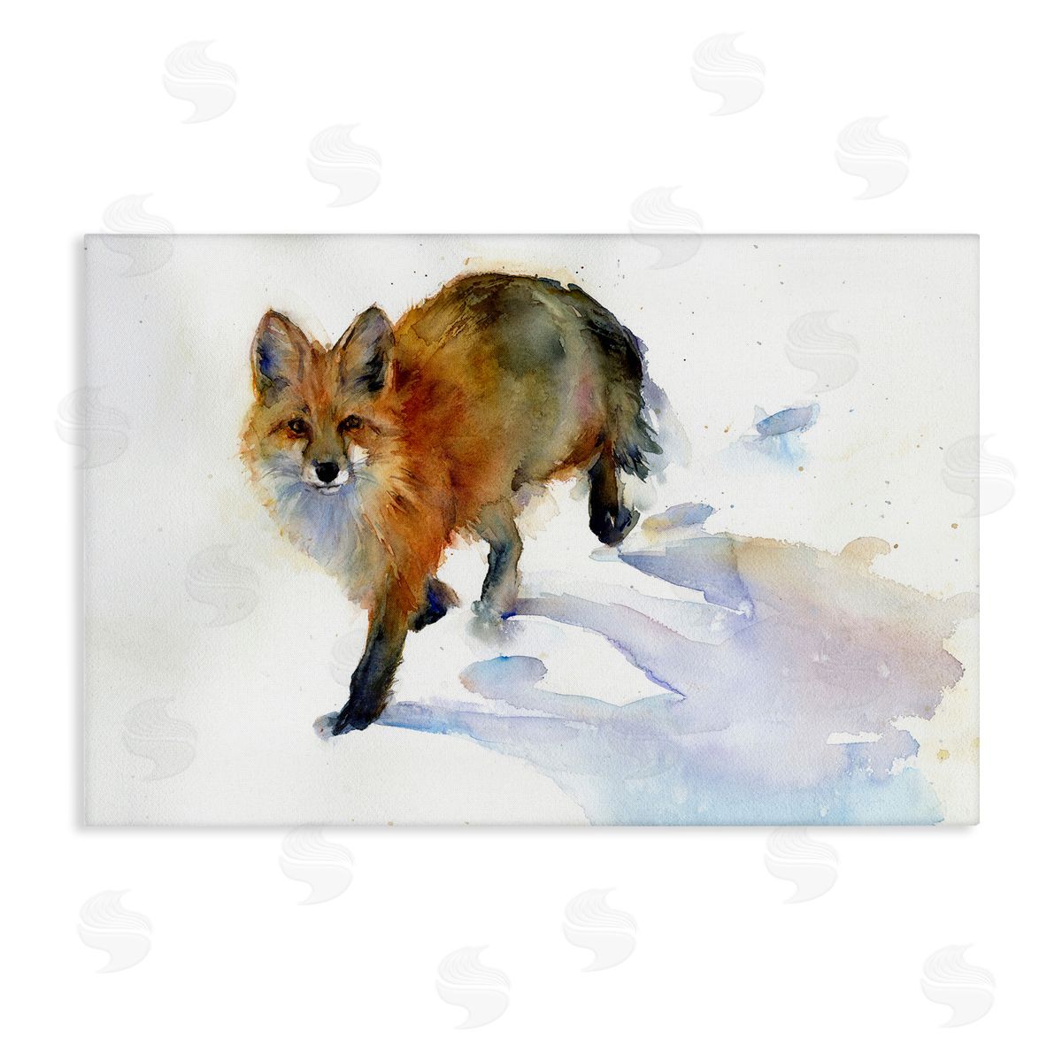 Stepping Fox in Snow Canvas Wall Art, Home Decor by John Keeling