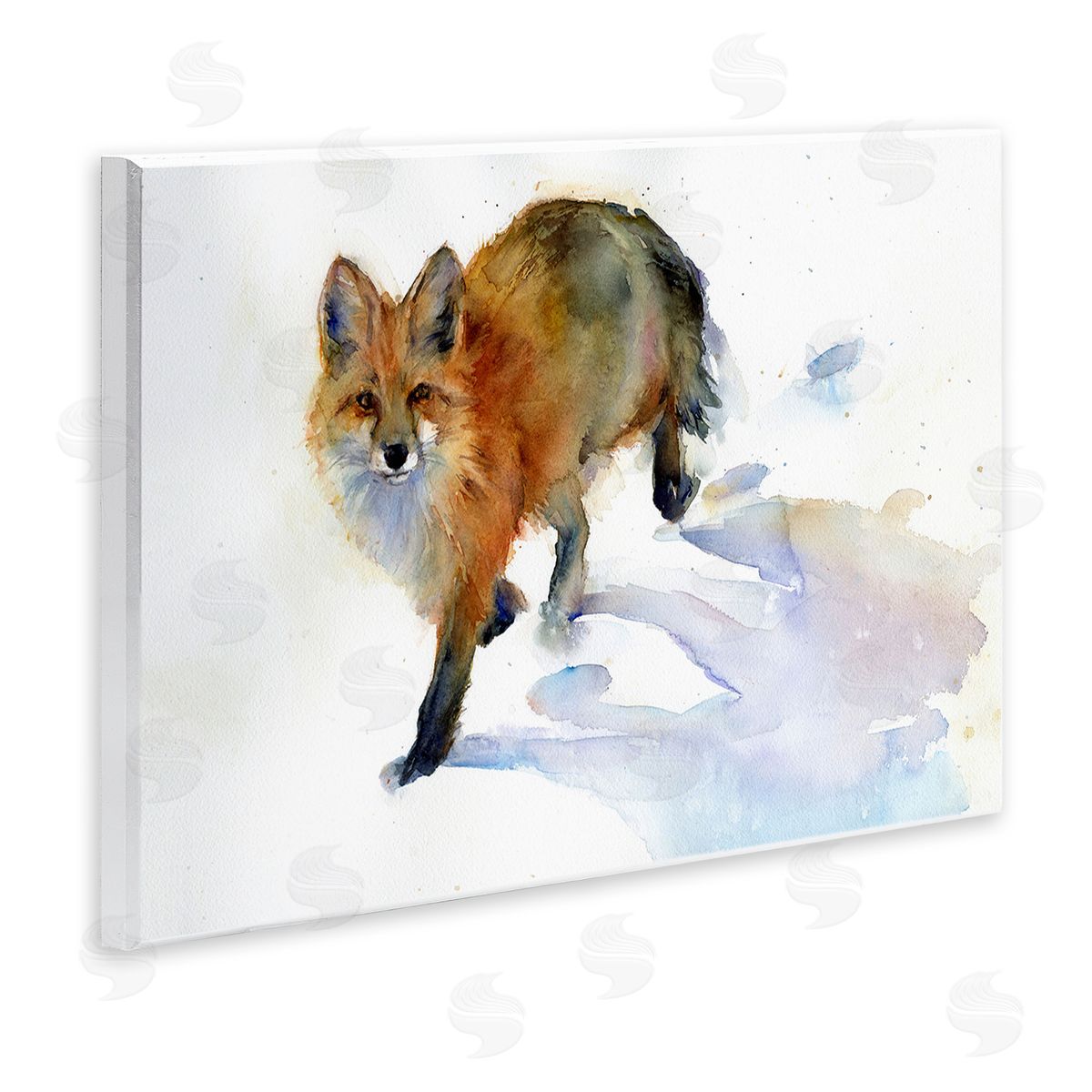 Stepping Fox in Snow Wood Plaque Wall Art, Home Decor by John Keeling