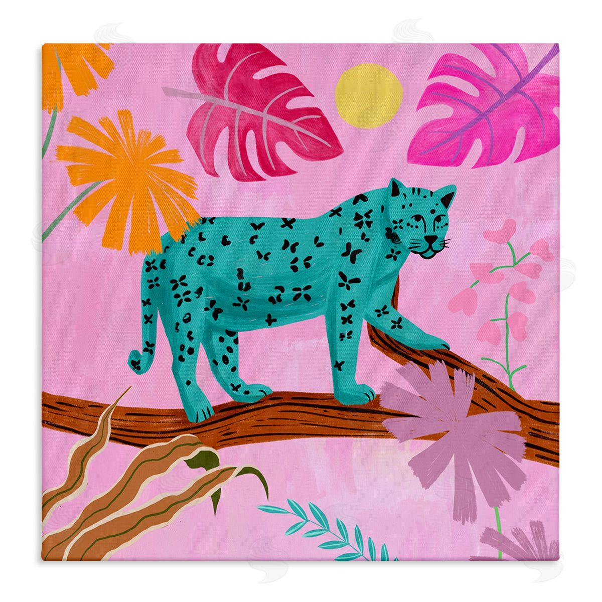 Patterned Leopard on Branch Canvas Wall Art, Home Decor by Juliet Rose Philips