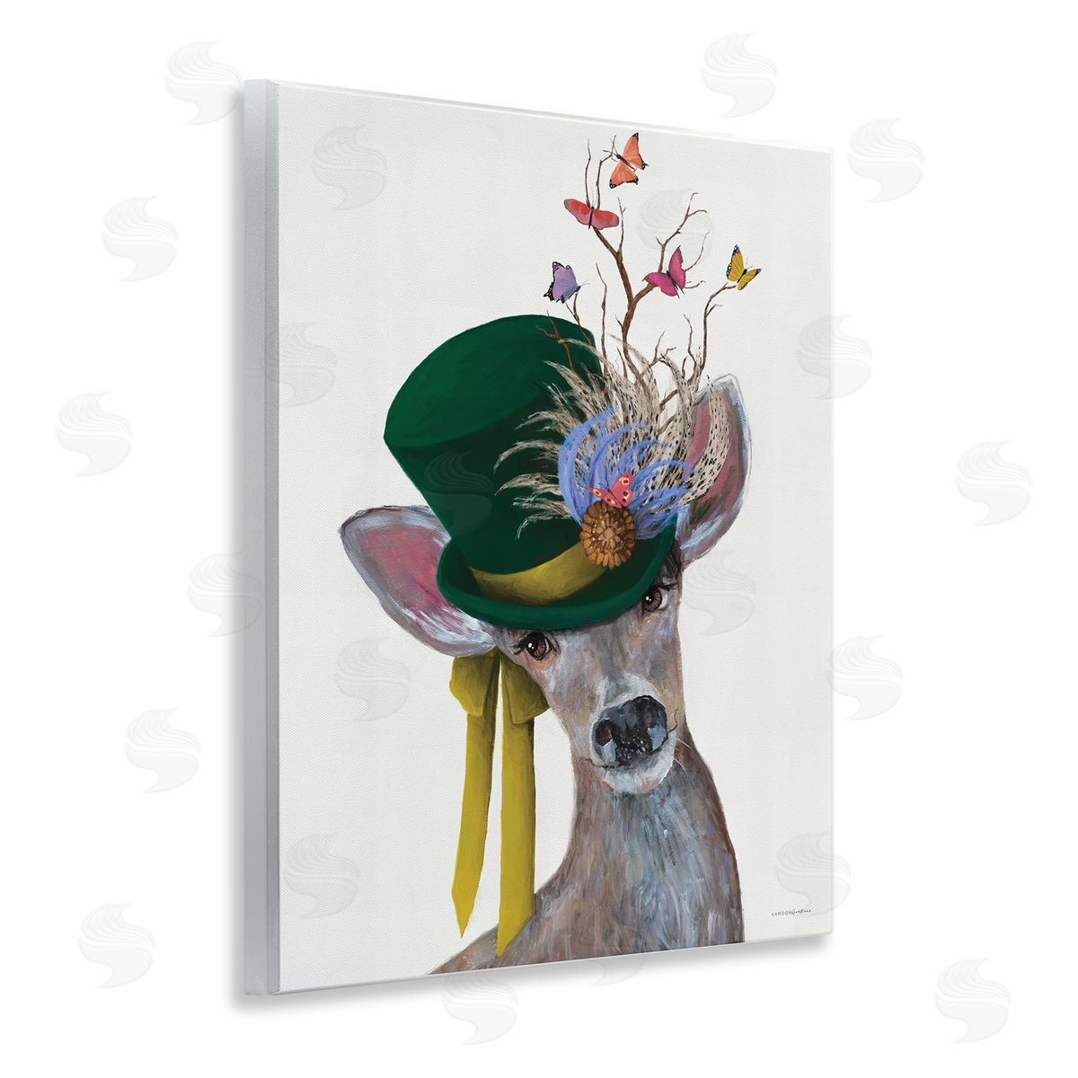 Deer with Butterfly Hat Wood Plaque Wall Art, Home Decor by Kamdon Kreations