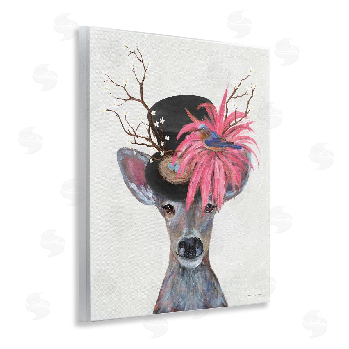 Deer with Vintage Hat Wood Plaque Wall Art, Home Decor by Kamdon Kreations
