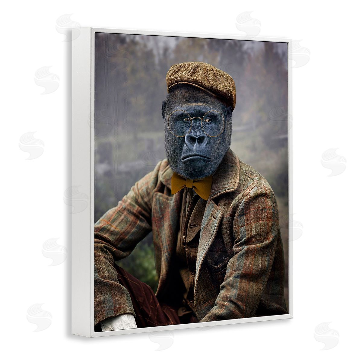 Vintage Gorilla Portrait White Frame Print Wall Art, Home Decor by Karen Burke