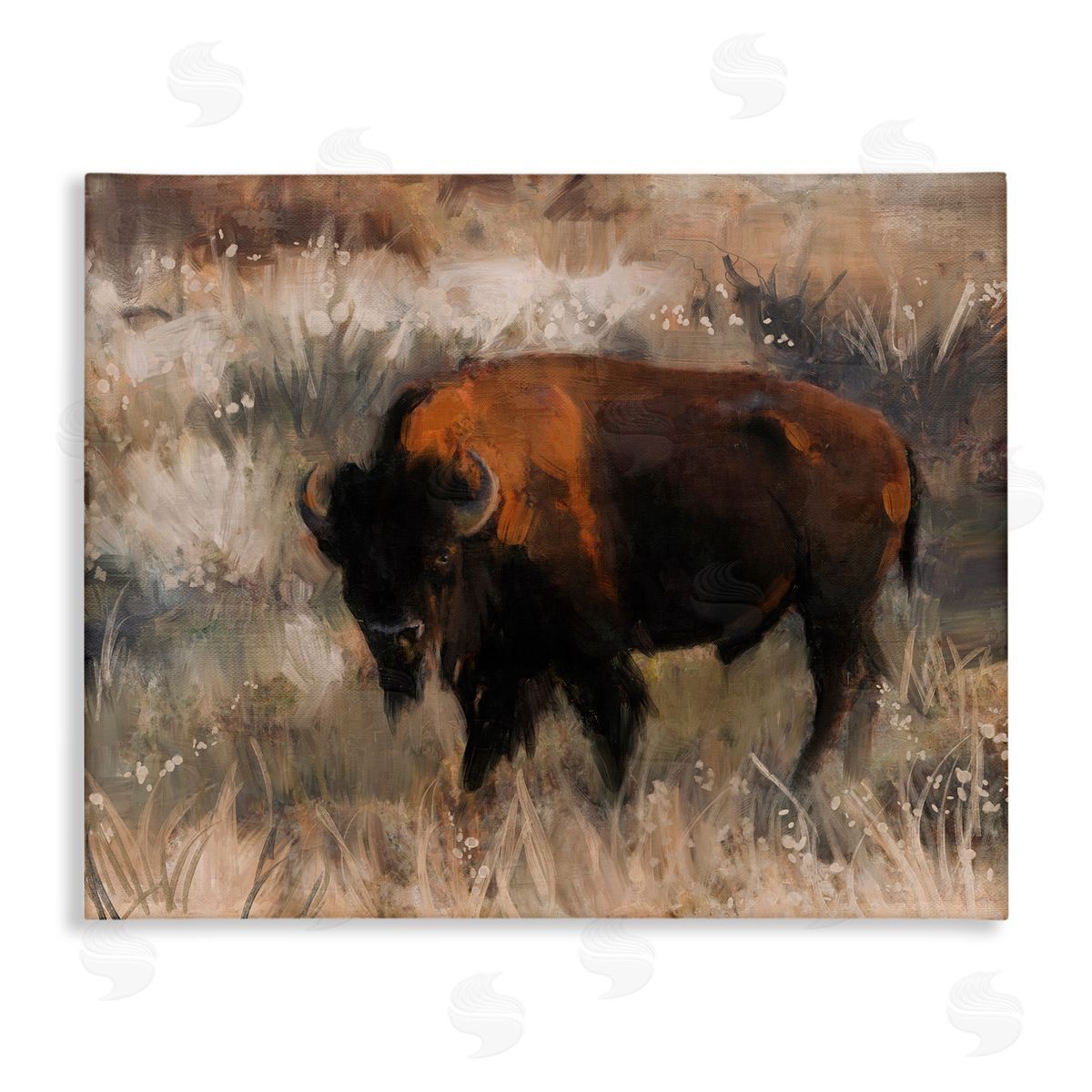 Traditional Bison Range Canvas Wall Art, Home Decor by Nina Blue