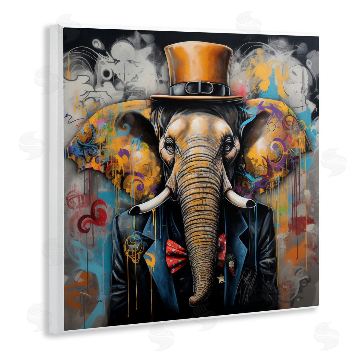 Urban Graffiti Elephant Wood Plaque Wall Art, Home Decor by Lazar Studio