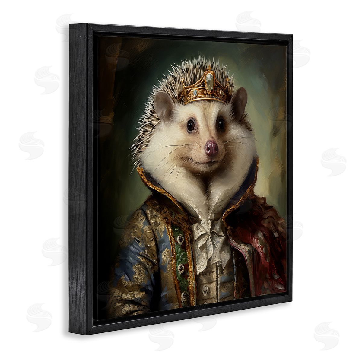 Hedgehog Regal Transformation Black Floating Frame Canvas Wall Art, Home Decor by Lazar Studio