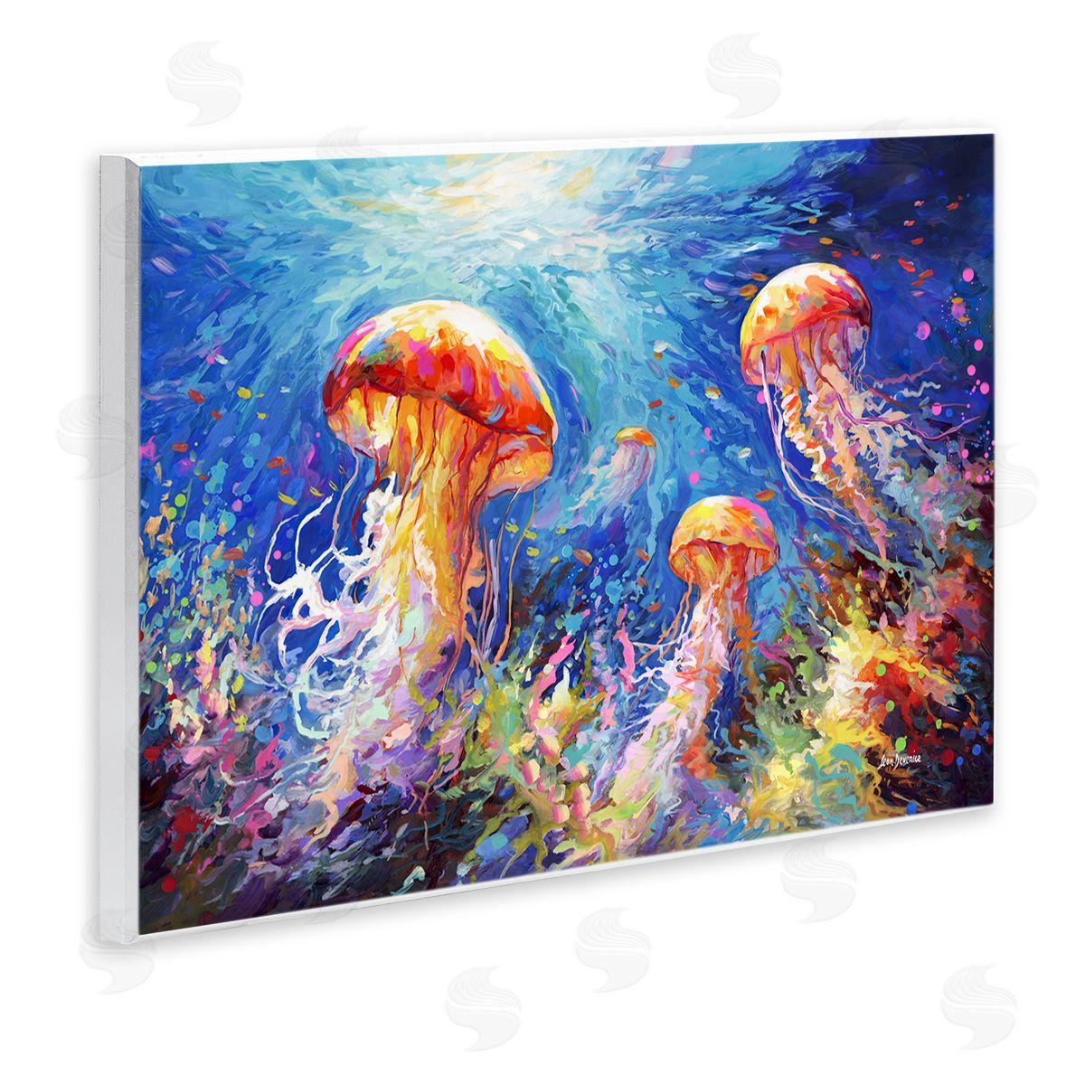 Jellyfish Serenade Underwater Wood Plaque Wall Art, Home Decor by Leon Devenice