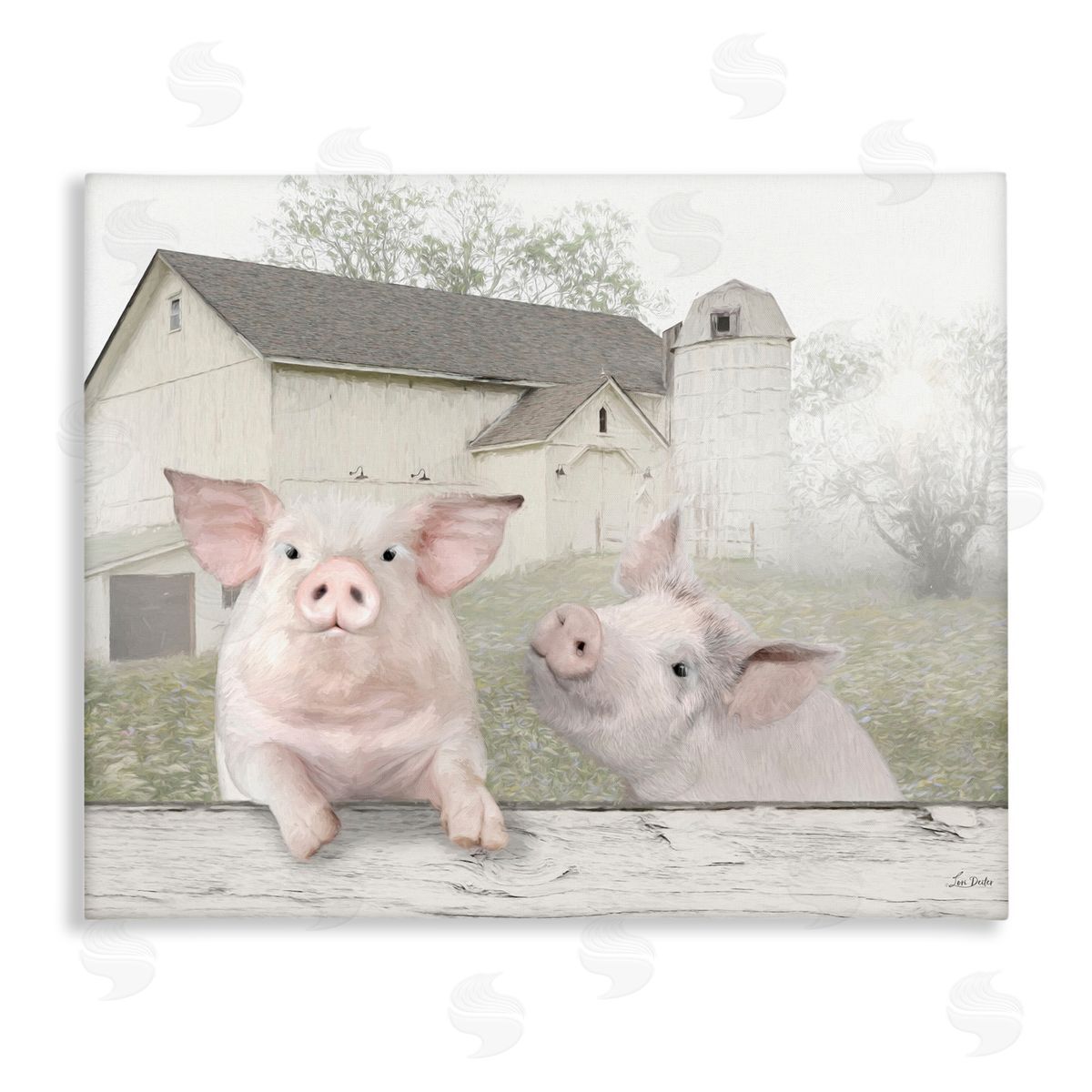 Piglets Farm Scenery Canvas Wall Art, Home Decor by Lori Deiter